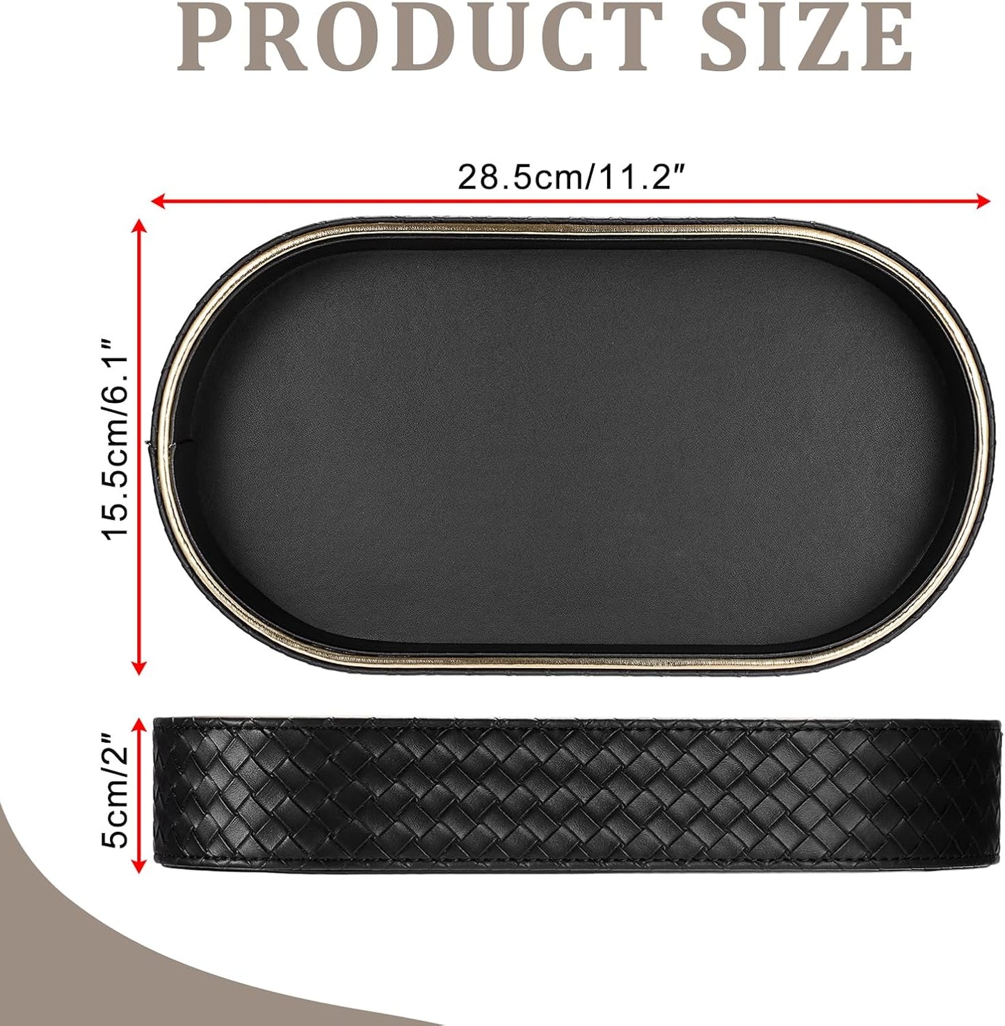 PU Leather Tray / 11 x 5.9 x 2 / Black
