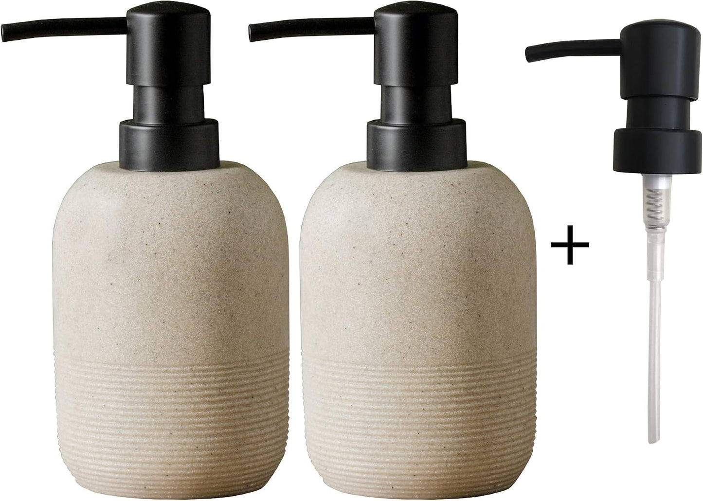 2pcs/Set Beige Hand Soap Dispenser Sets,Resin Liquid Soap Dispenser for Bathroom Countertop,Bathroom Lotion