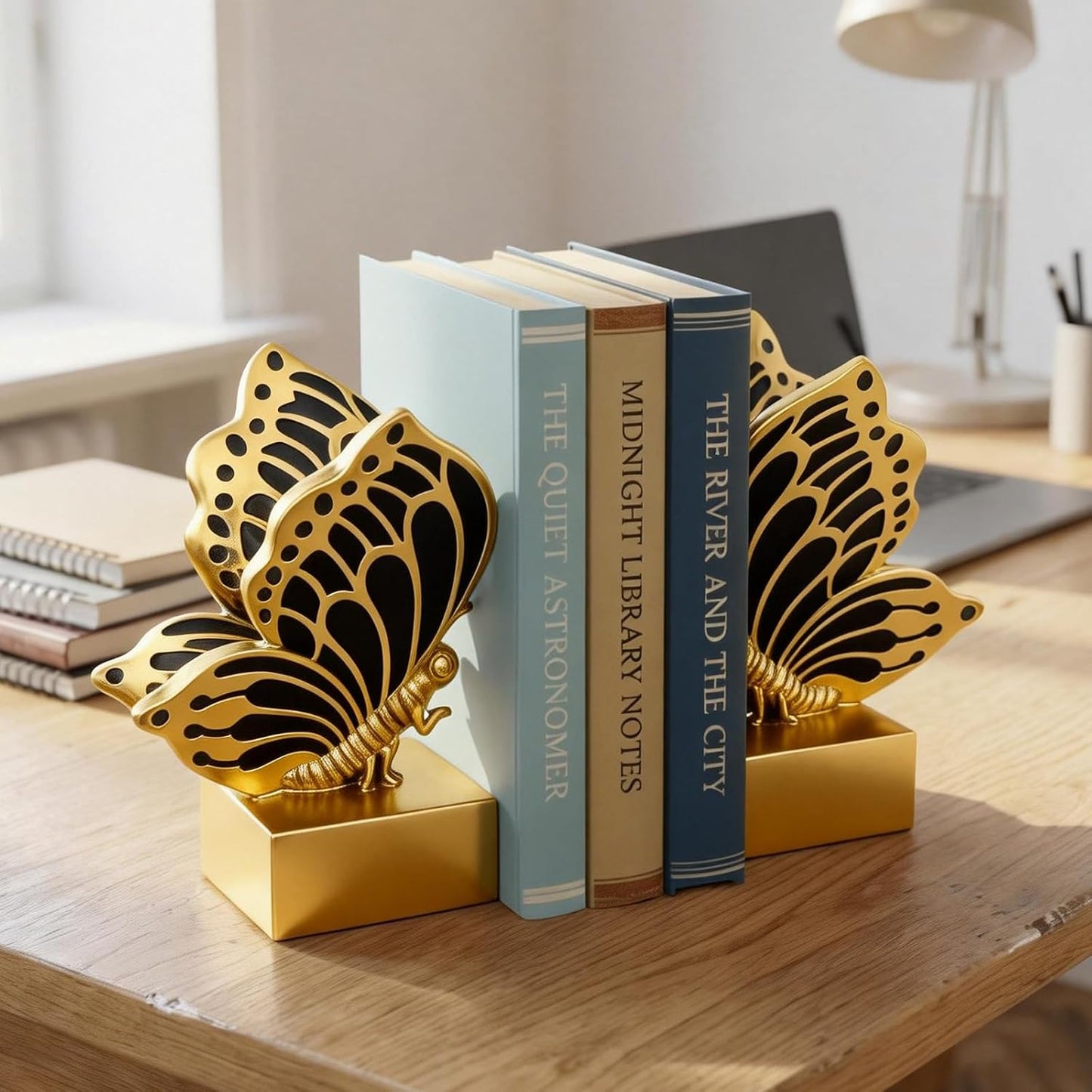 Vintage Butterfly Bookends / Gold