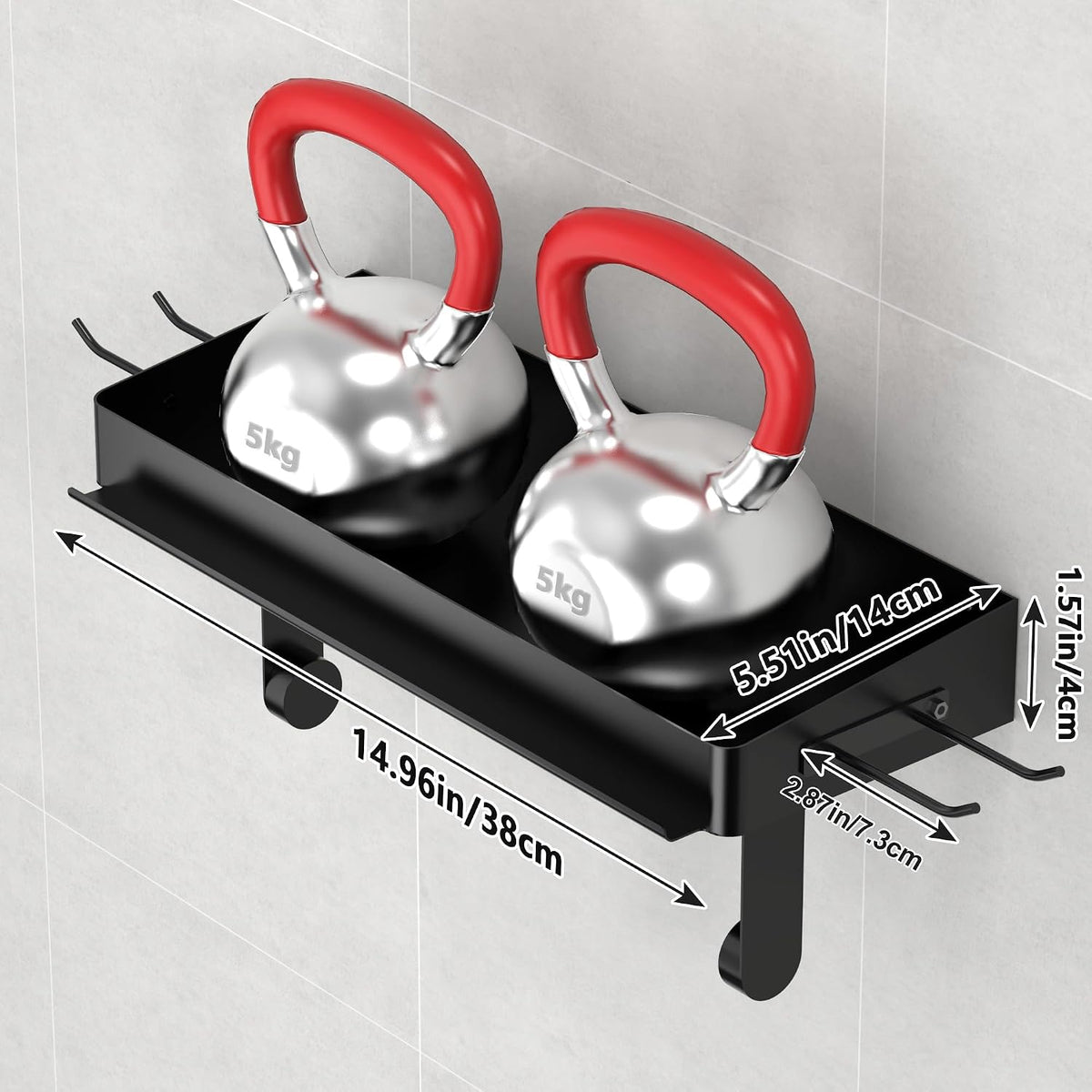 YIGII Wall Mount Paper Towel Holder with Phone Stand, Garage Papertowel Holder with Shelf and 4 Extended Hooks, Heavy