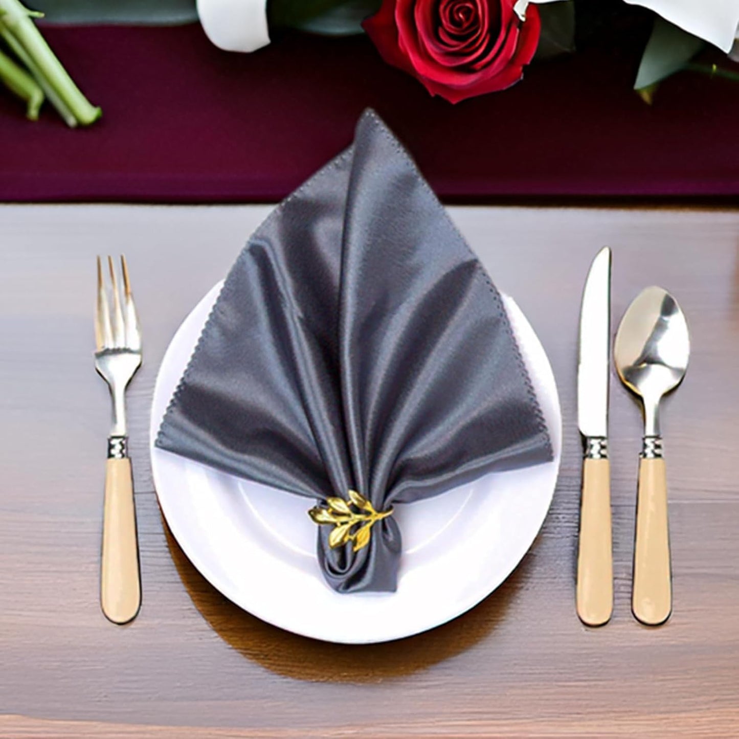Set of 100 Leaf Napkin Rings Metal Gold Leaf Napkin Ring, Napkin Rings Bulk Dinner Banquet Serviette Decor, Dinning