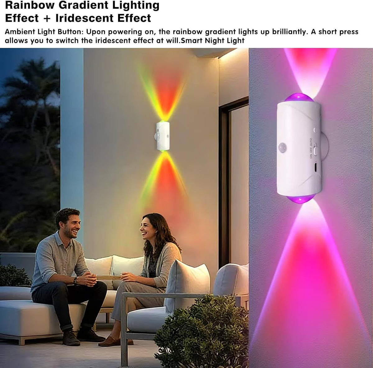 Rechargeable Motion Sensor Light Indoor, Magnetic RGB Wall Sconces 2 Pack | 7 Color Motion Sensor Night Light, 1500mAh