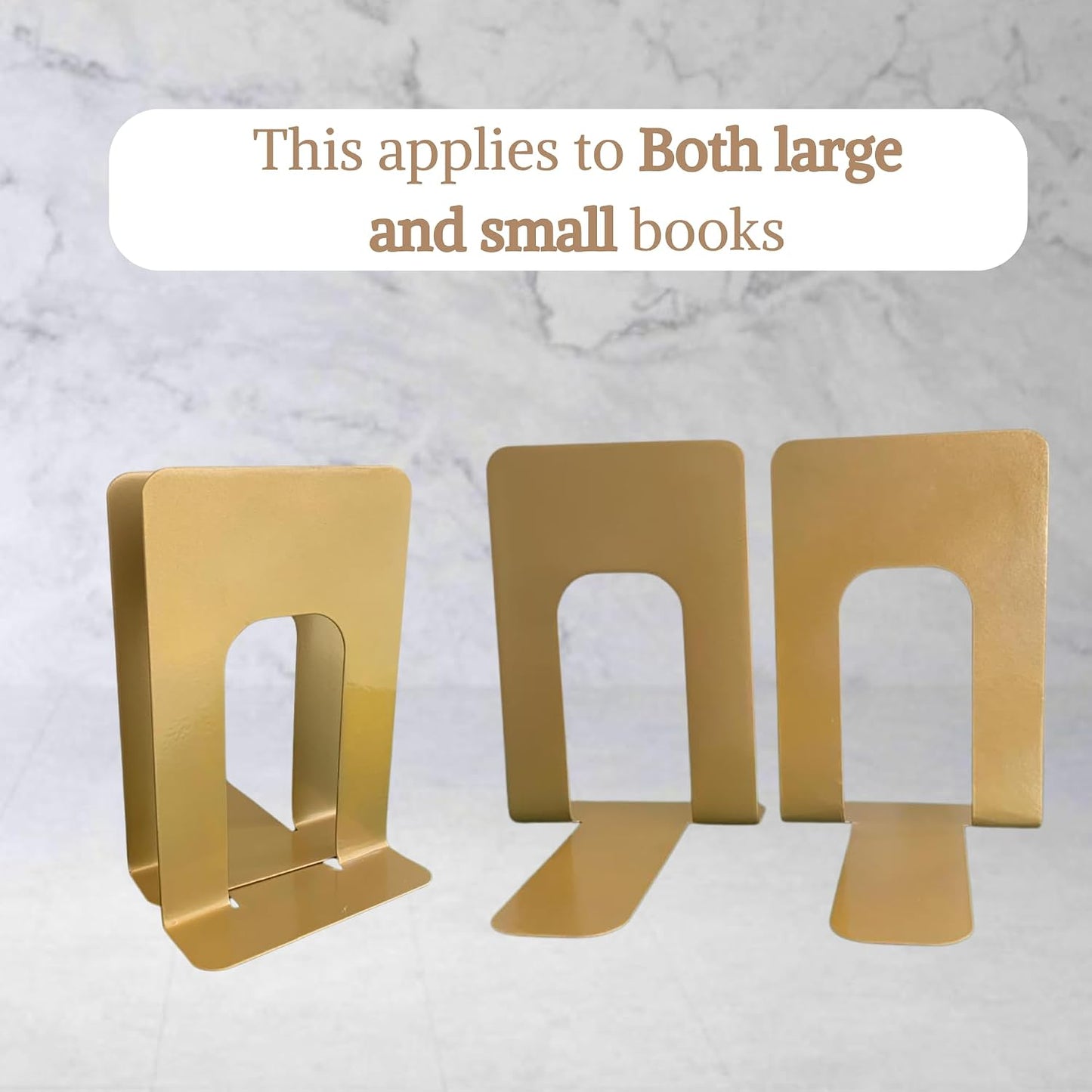 Heavy Duty Metal Bookends Supports Heavy Books / Gold 3 Pairs