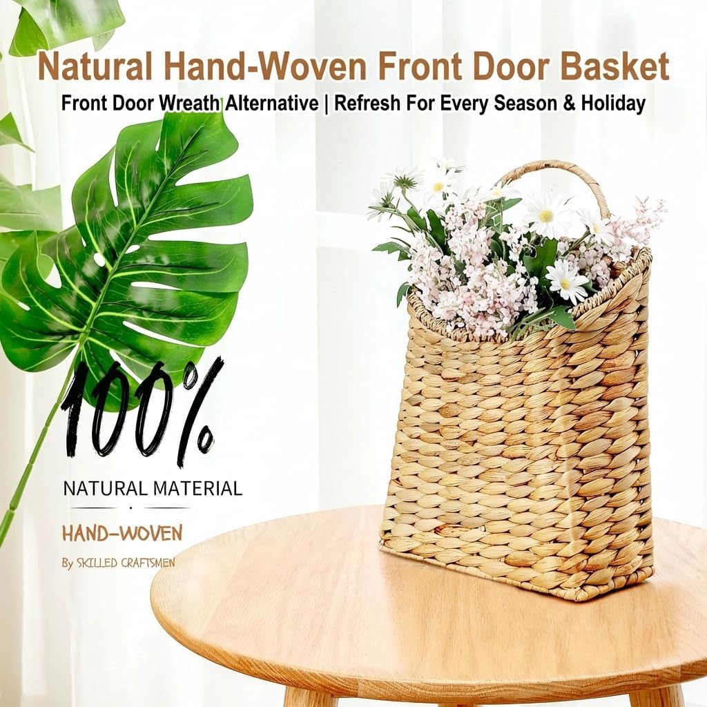 Water Hyacinth Hanging Woven Basket / 13 x 8.5