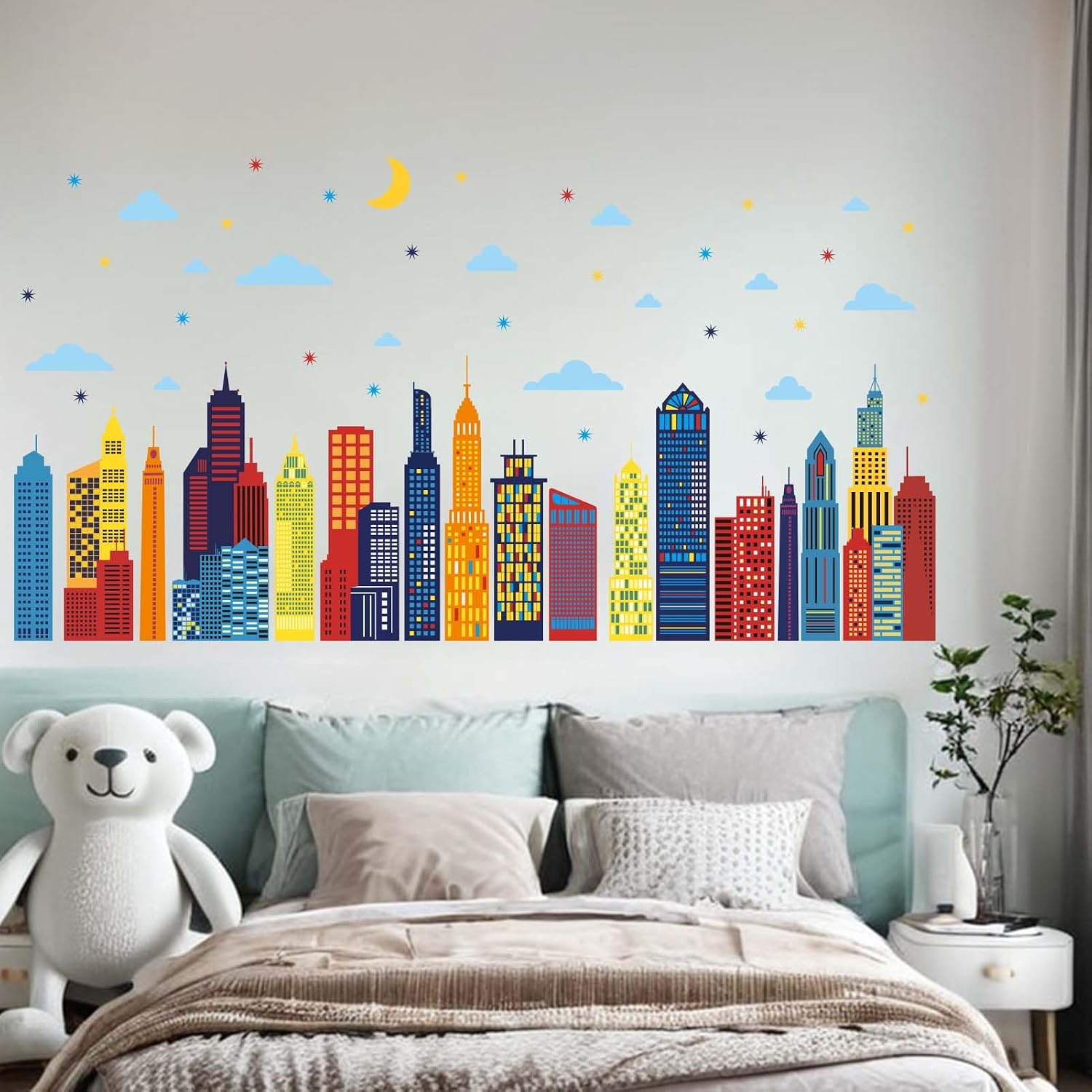 Colorful City Skyline Wall Stickers / Large