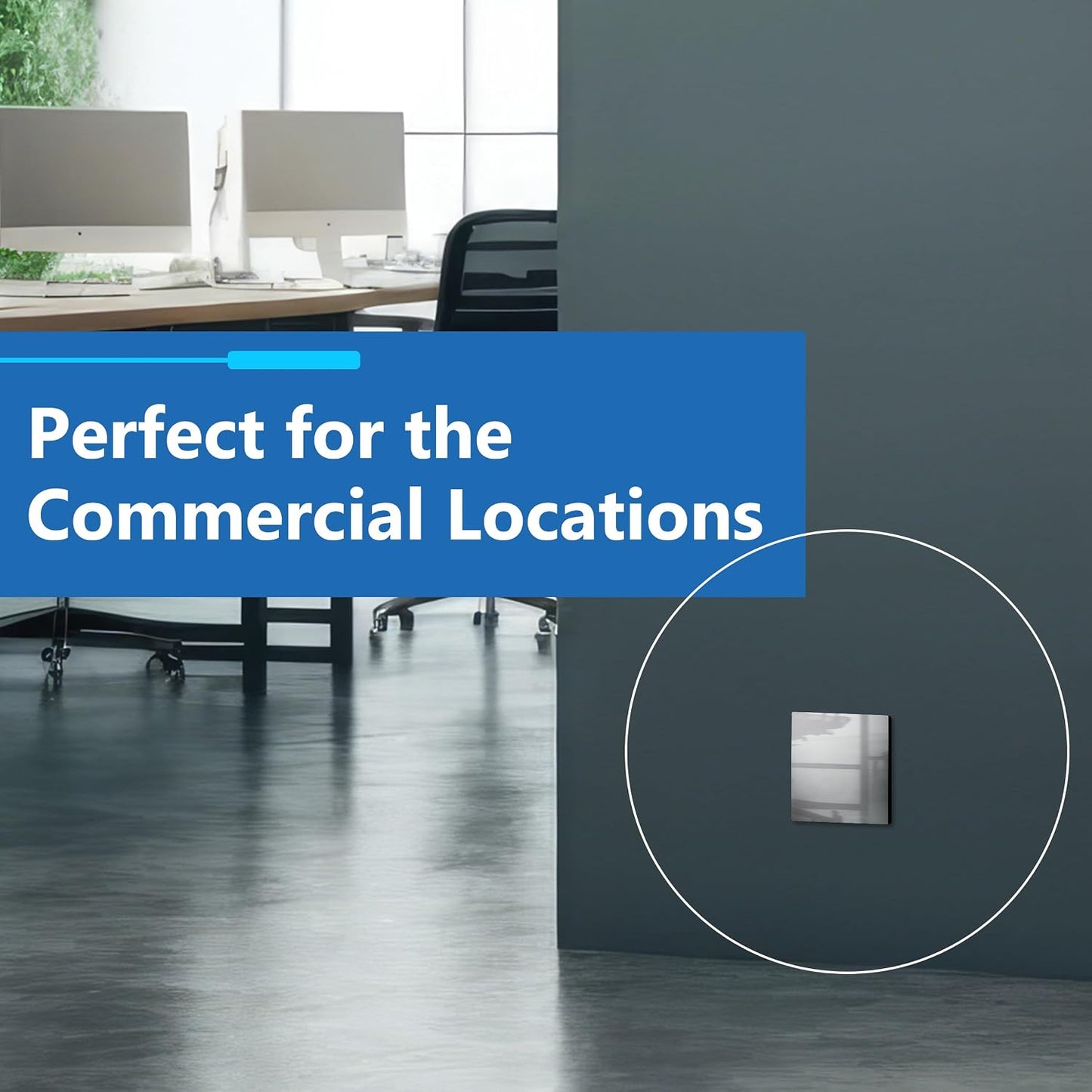 LIDER Double Blank Screwless Metal-Surface Wall Plate, Stainless Steel | Mid-Size 2-Gang 4.88” X 4.92”, Temperature And