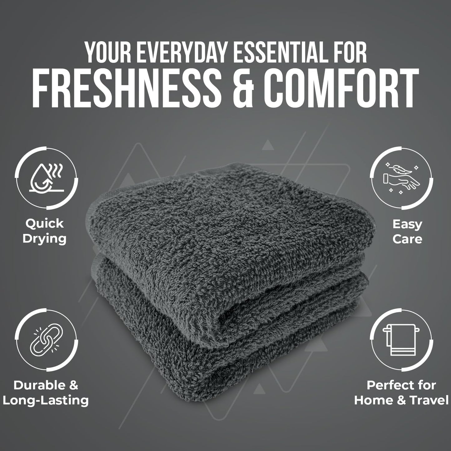 DAN RIVER 24 Pack Cotton Wash Cloths Set for Showering [12x12] Gray | Lighter Weight, Quick to Dry, Super Soft &