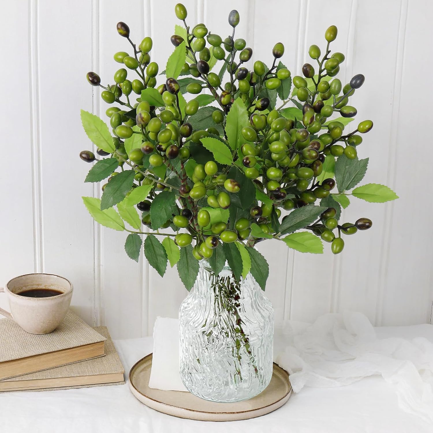 Faux Olive Branches for Vase / Green / Set of 5