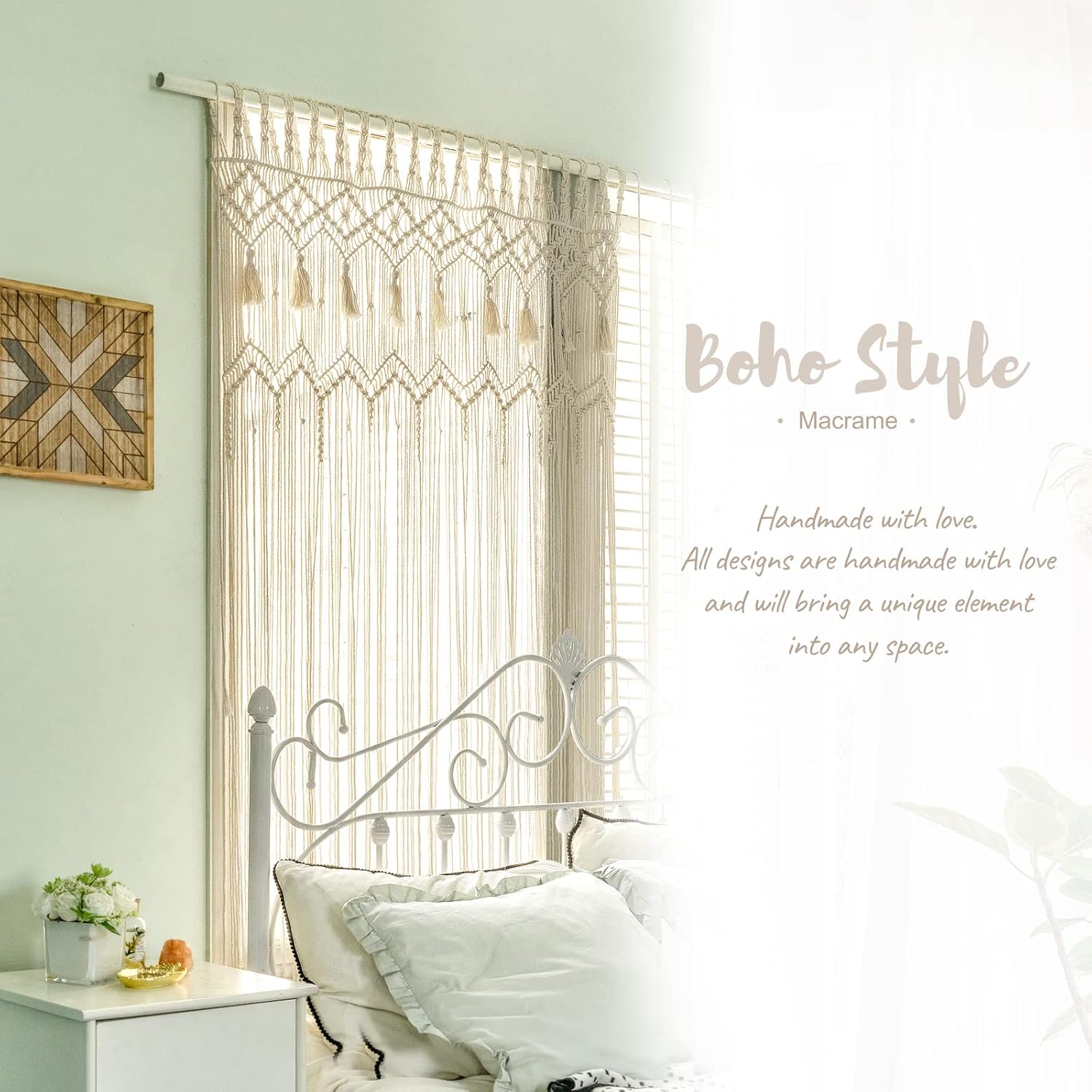 Macrame Curtain Large Boho Woven Wall Hanging Window Curtains Handmade Bohemian / 42"W x 62.9"L