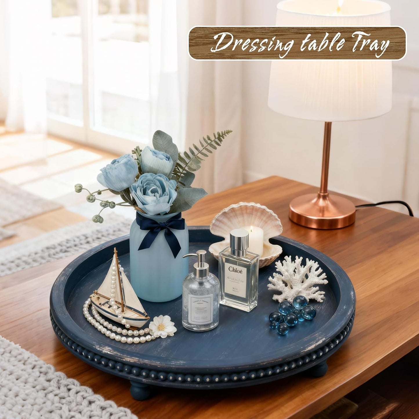 Handmade Decorative Tray / Blue / 12 Inch