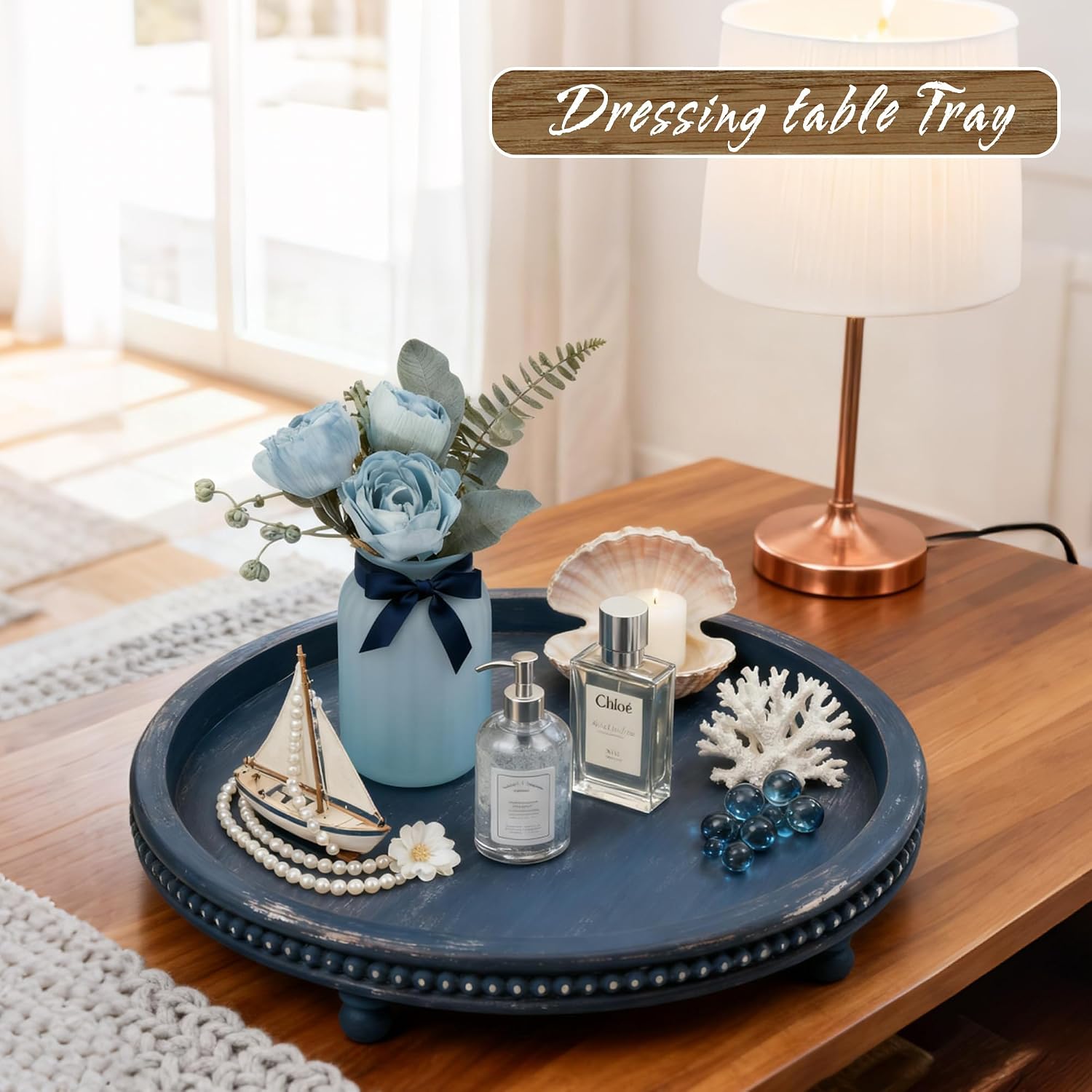 Handmade Decorative Tray / Blue / 12 Inch