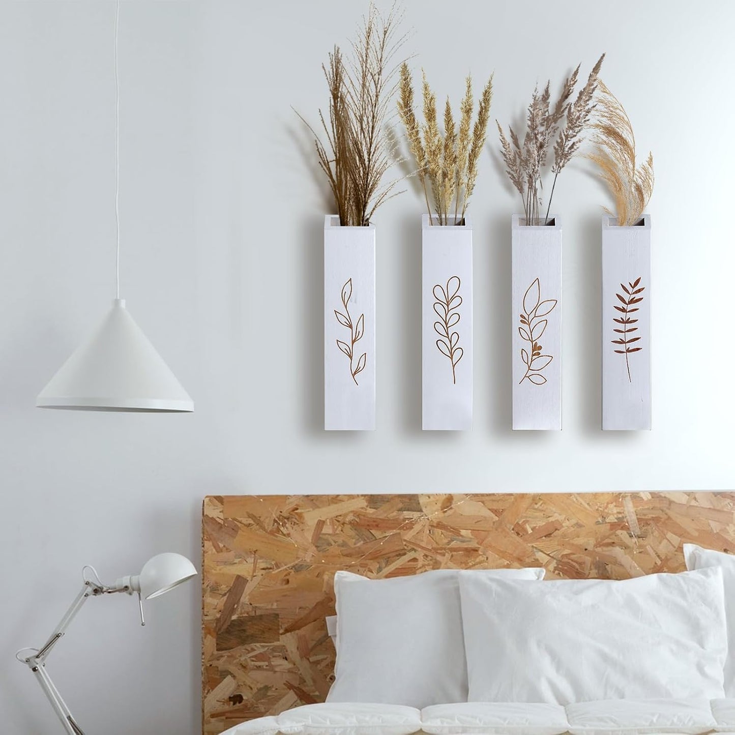 Wood Wall Planter / White / Set of 4