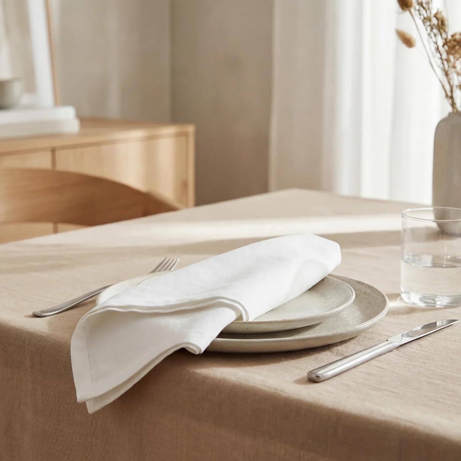 Urban Villa Cloth Napkins Cotton 20x20 (Set of 12) White