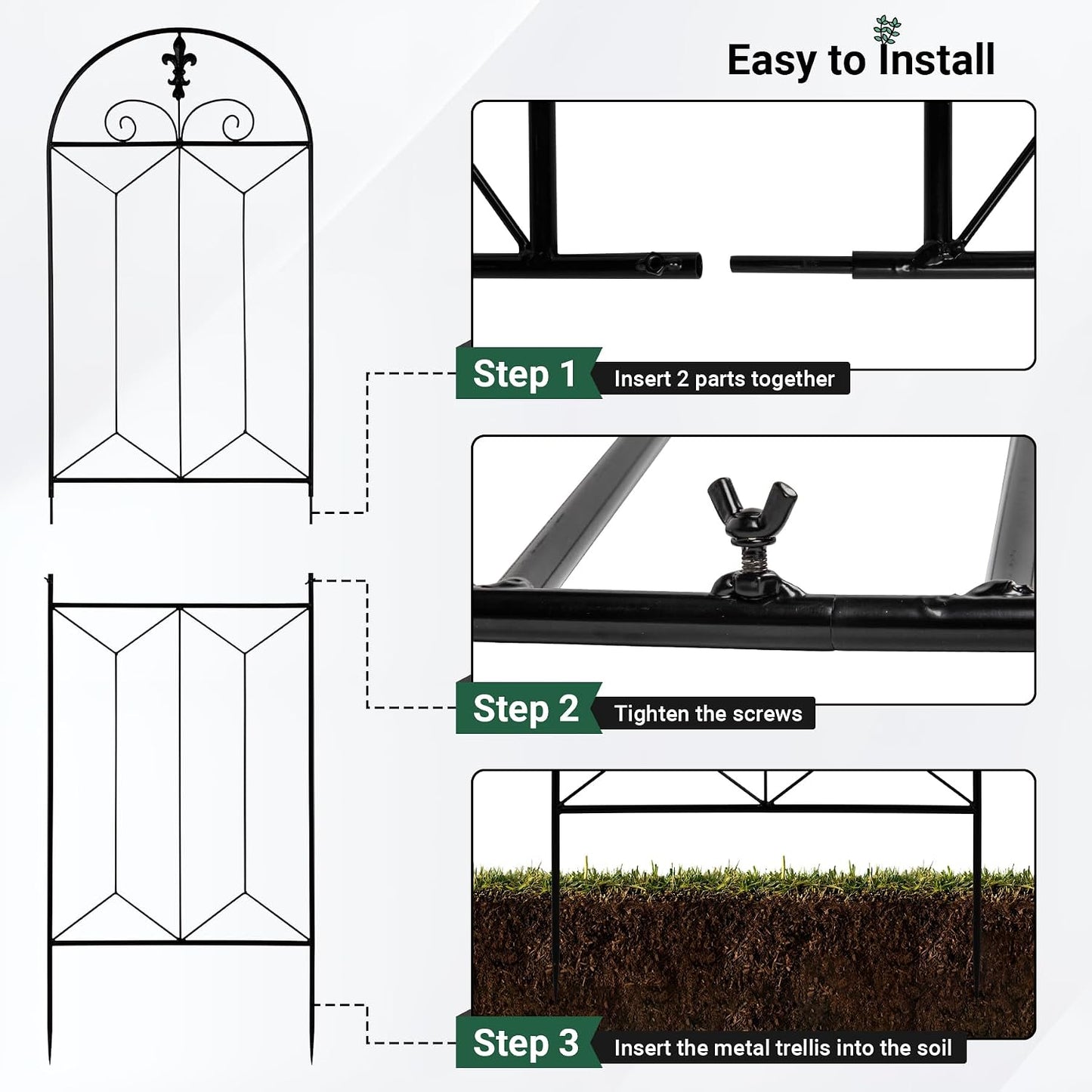 Metal Trellis Outdoor 70.8" x 19.5" - 2 Pack | Trellis for Climbing Plants Outdoor, Rustproof Metal Garden Trellis for