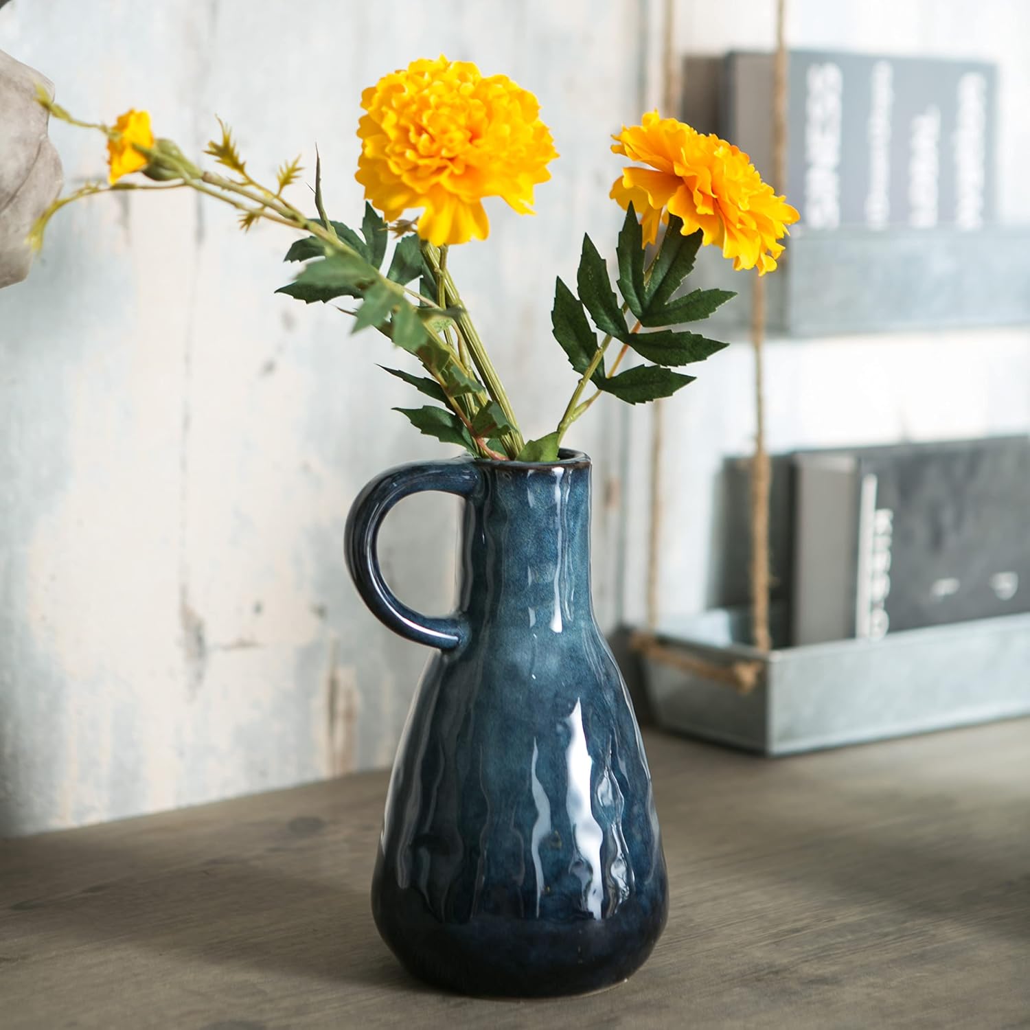 Ceramic Vase / Decorative Clay Vase Modern Farmhouse / Blue / Set of 2