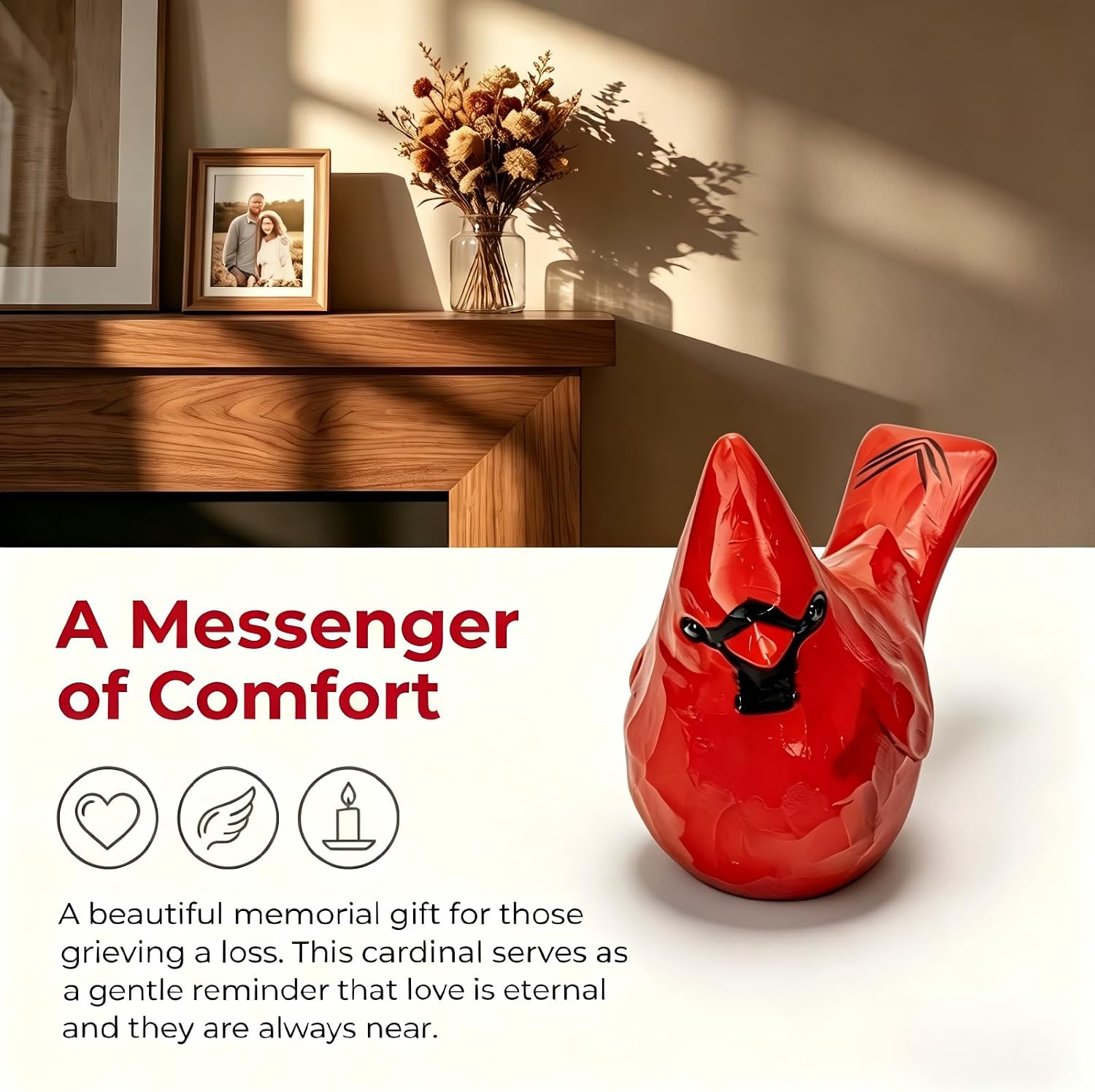 Cardinal Figurines / Bird Statues Memorial Gift for Loss of Loved One / Red / Set of 4