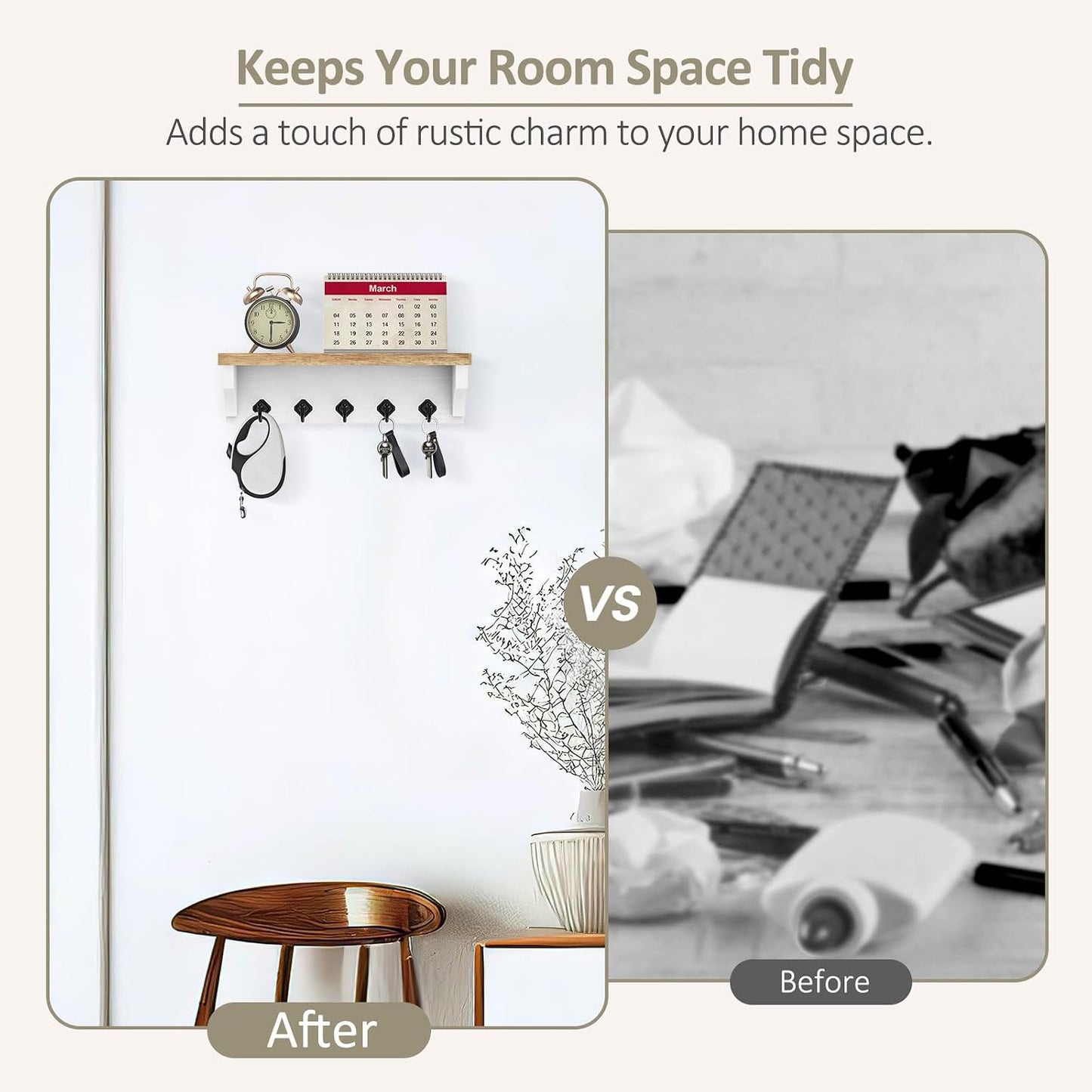 Key Holder / Wall Mount Key Rack / Wood