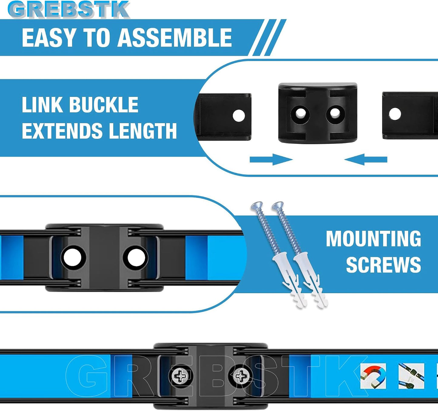 GREBSTK 24IN Magnetic Tool Holder, 4PCS Heavy Duty Magnet Bar | Alloy Steel Construction, Strong Magnetic Suction