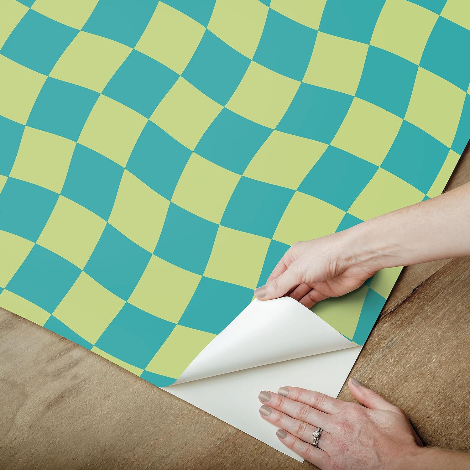 Groovy Checker Peel and Stick Wallpaper by / Lime