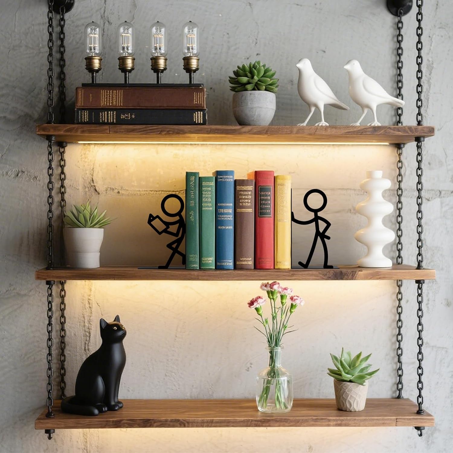 Metal Bookends Book Ends / Reading People / Black