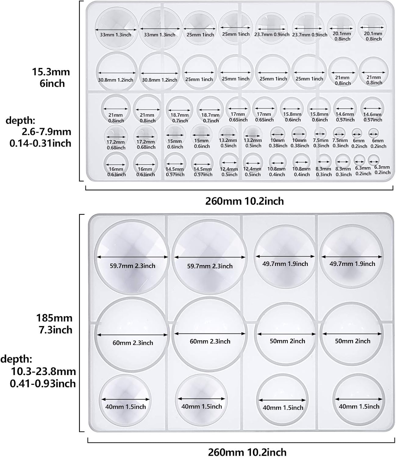 UV Epoxy Urethane Polyresin Jewelry / 62 Cavities 2 Designs Large Tray