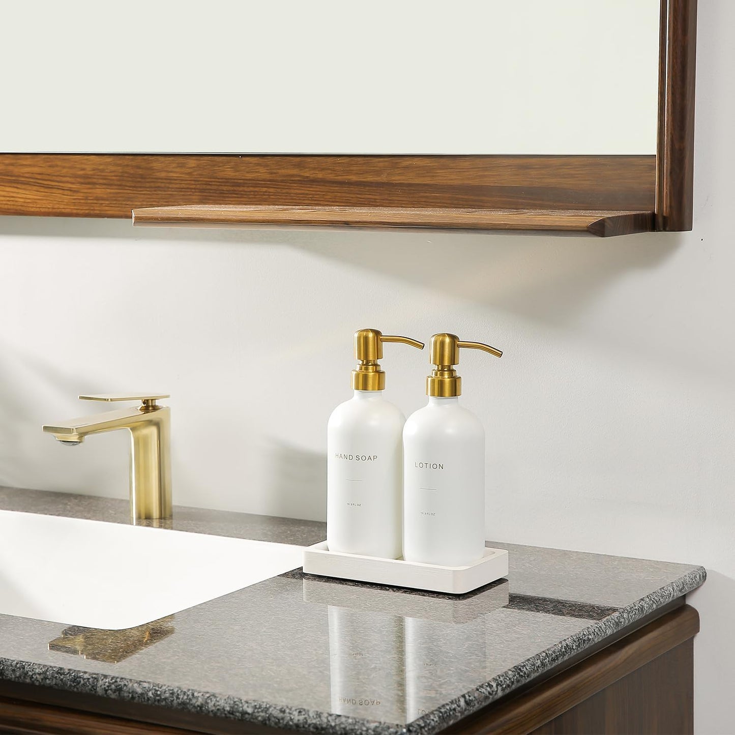 Prus Waso Gold Soap Dispenser Bathroom Set | Hand and Lotion Dispenser with Stainless Steel Pump, Perfect for Modern