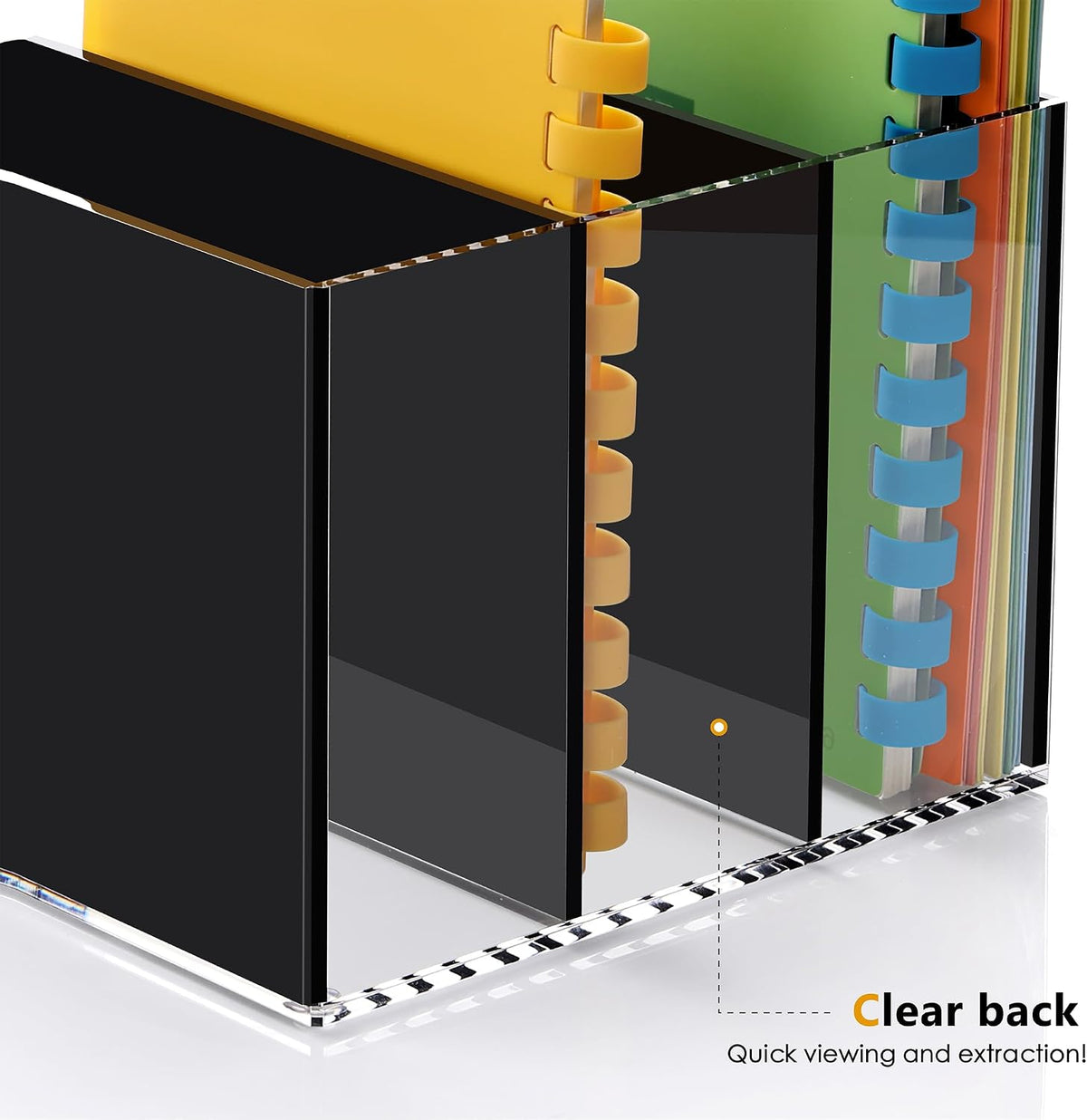SANRUI Black Acrylic Magazine File Holder Desktap Organizer Folder Sorters | Clear Workspace Document Rack, Bookend