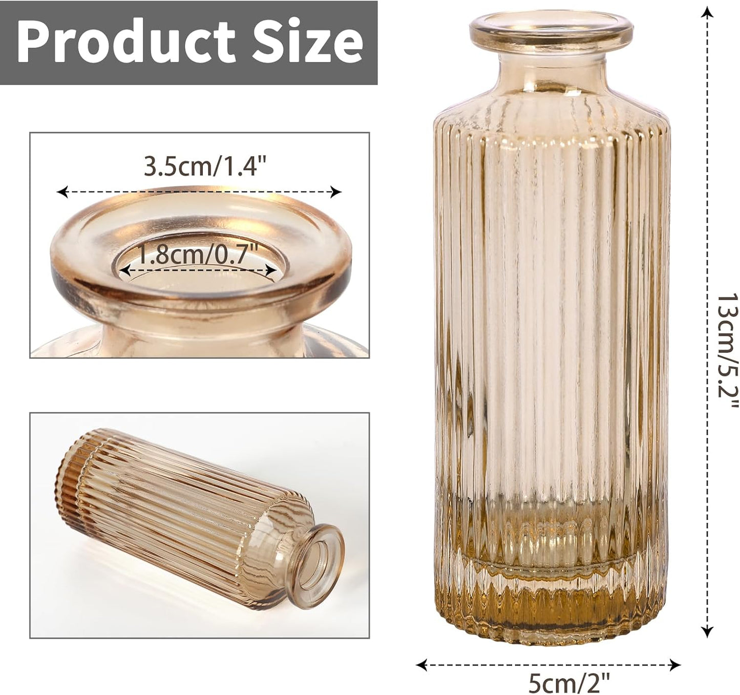 Glass Bud Vases / Amber / Set of 20