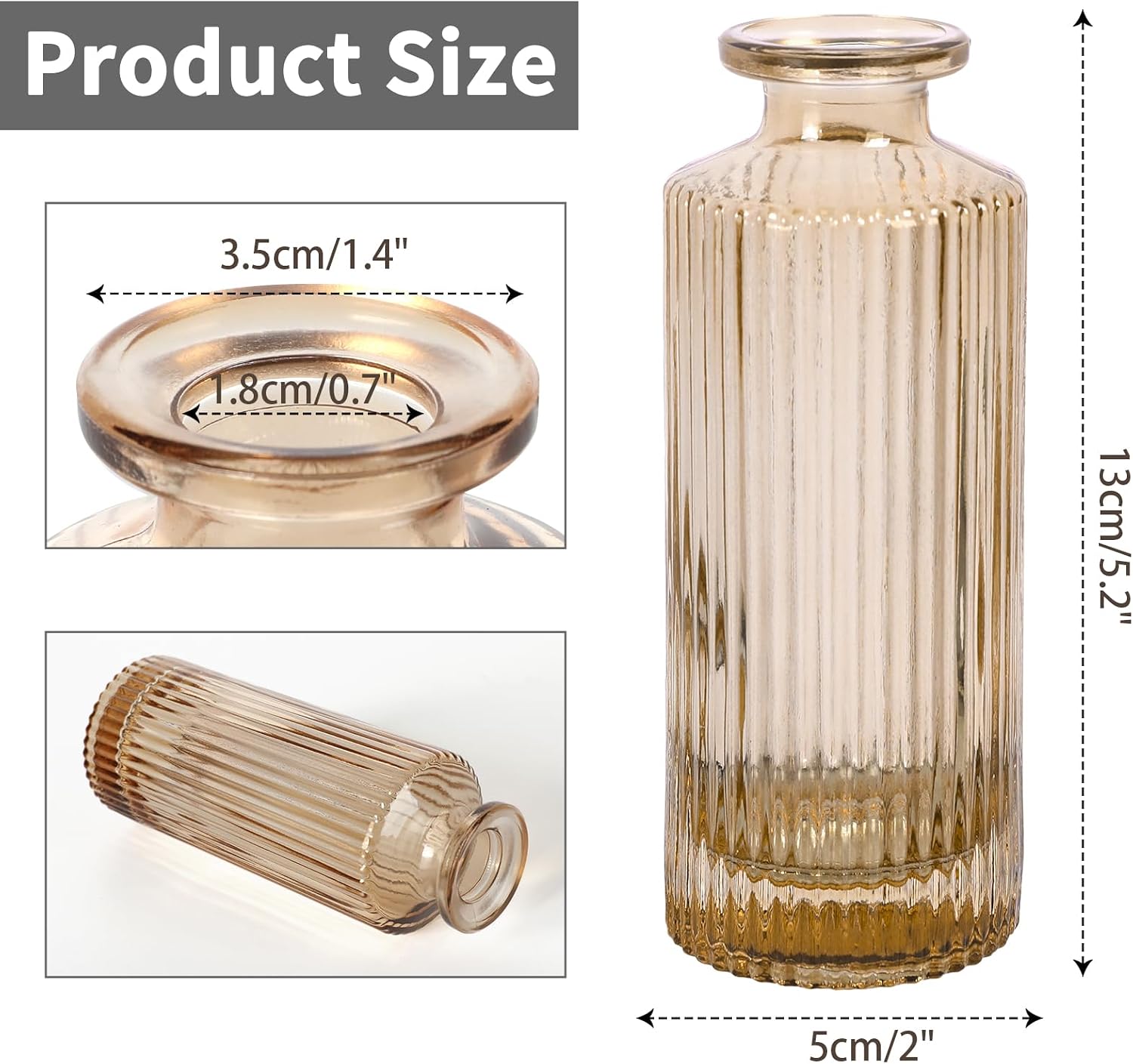 Glass Bud Vases / Amber / Set of 20