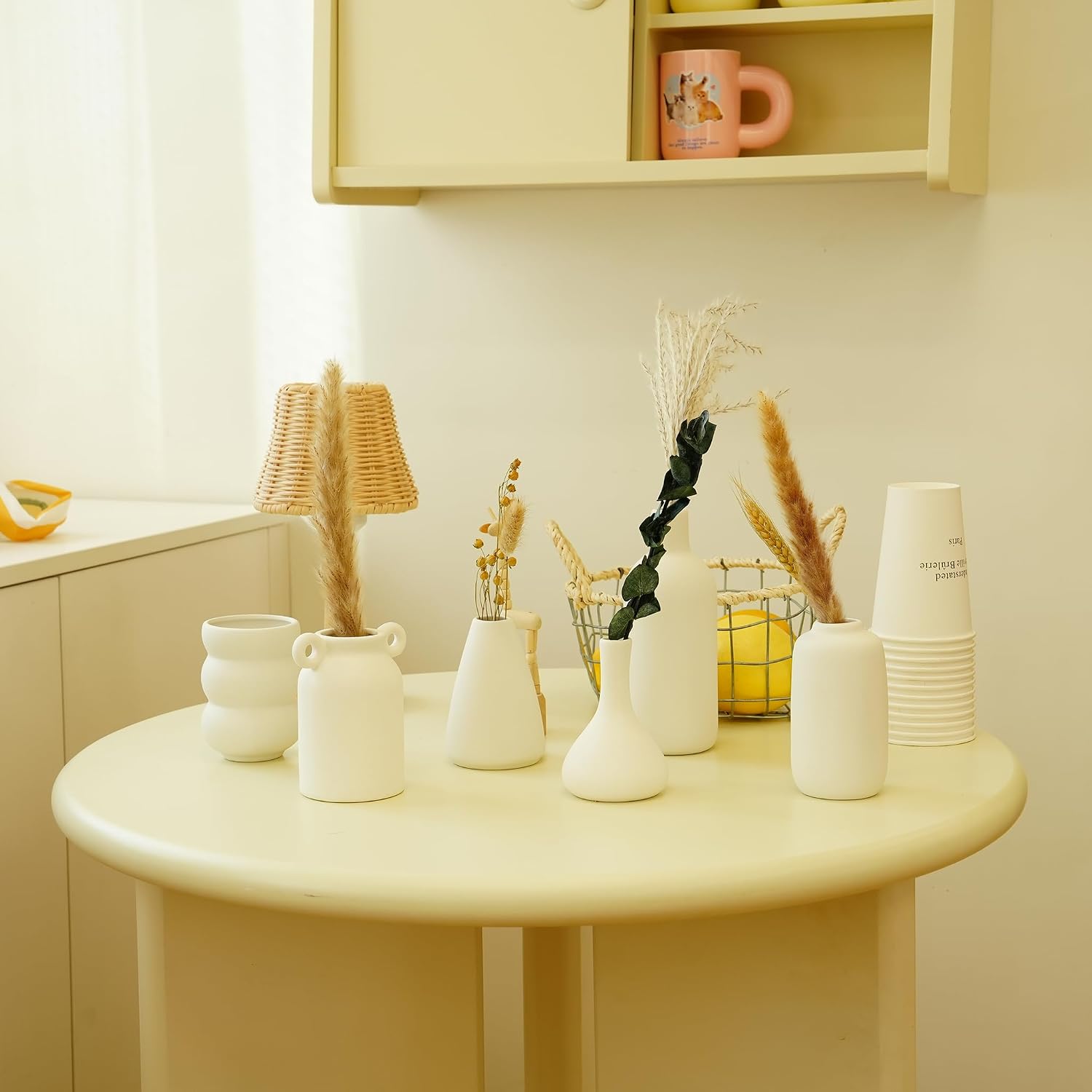 Small Ceramic Vase Ceramic Bud Vases in Bulk Modern Farmhouse Boho VaseS / White / Set of 10