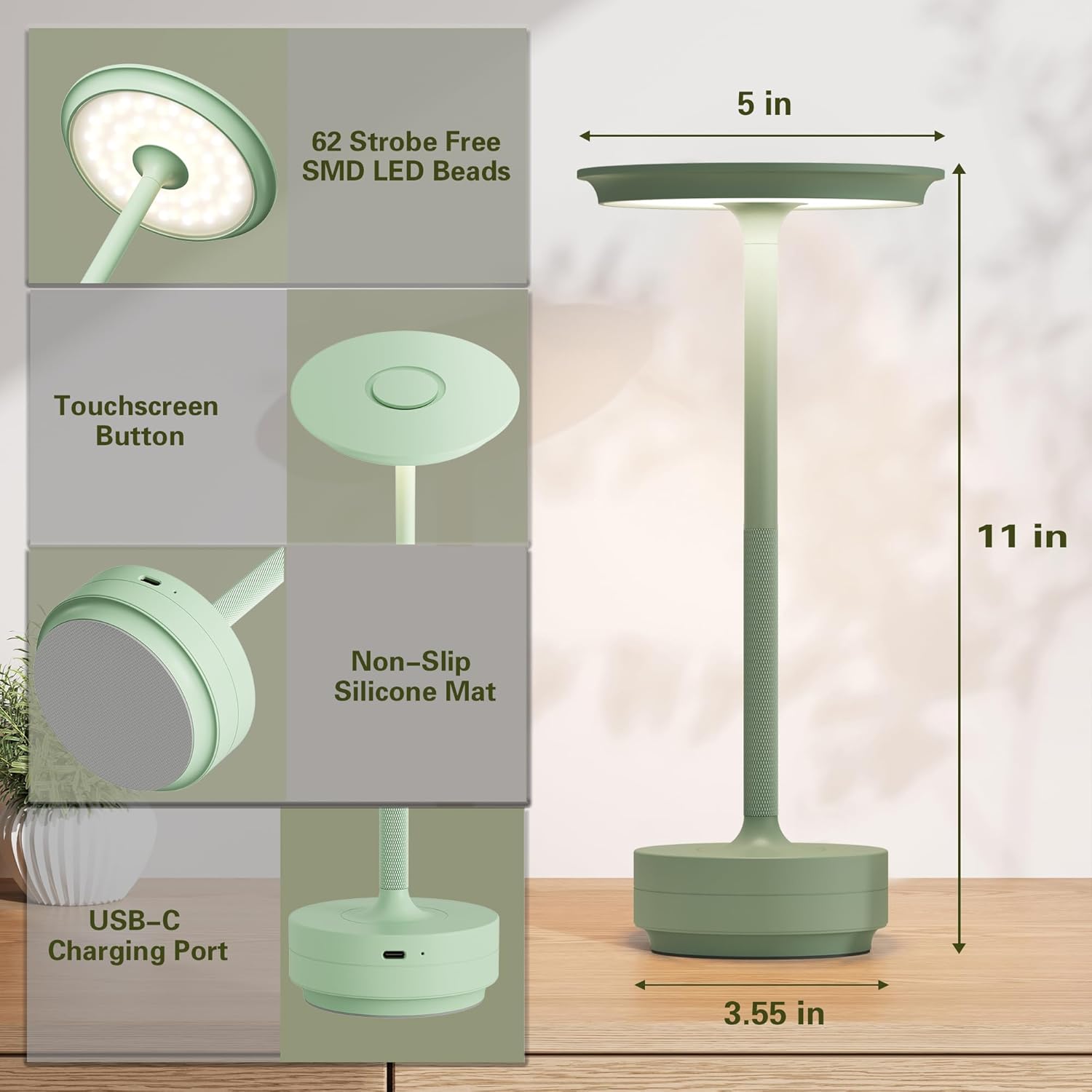 Cordless Rechargeable Table Lamps,Portable Battery Desk Lamp | | IP54 Waterproof Touch Table Lamps with Memory