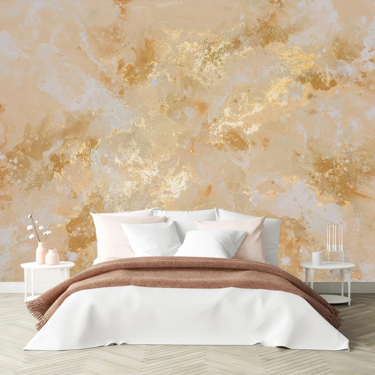 Marble Peel and Stick Wallpaper Abstract Art Sticker Mural for The Bedroom / ZZ04 / 79 x 55 / Gold