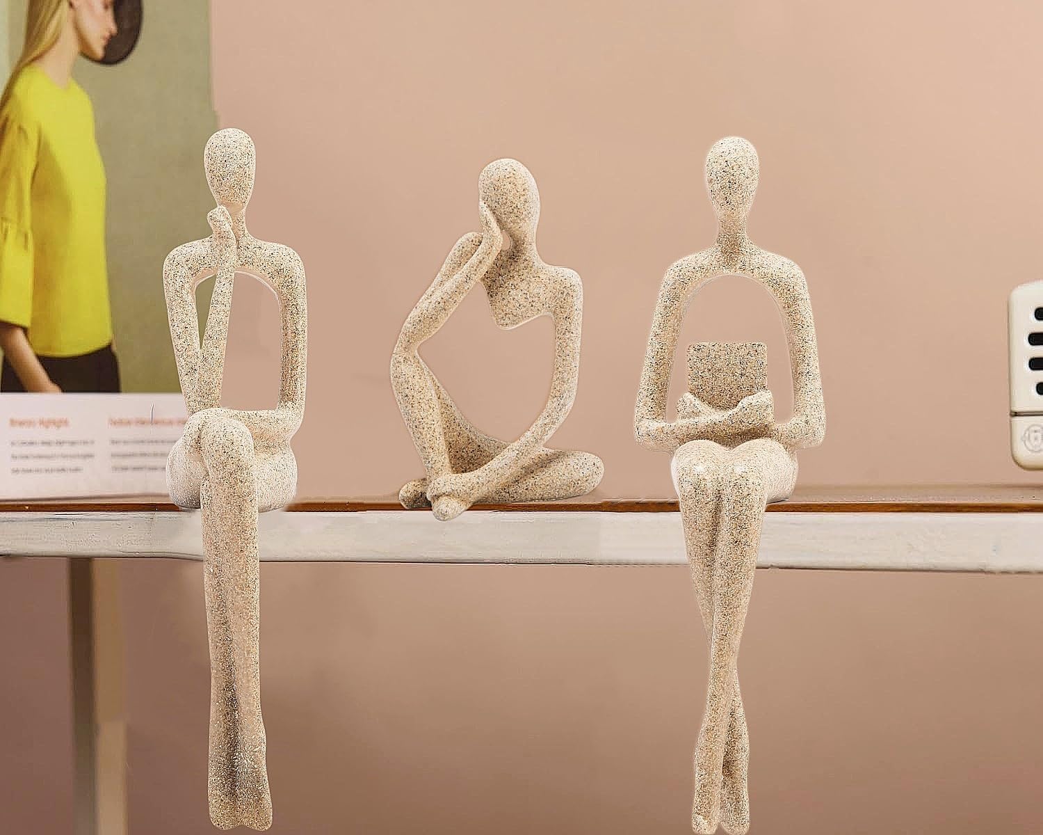 Home Decor Thinker Statue Accents / Large / Gold / Set of 3