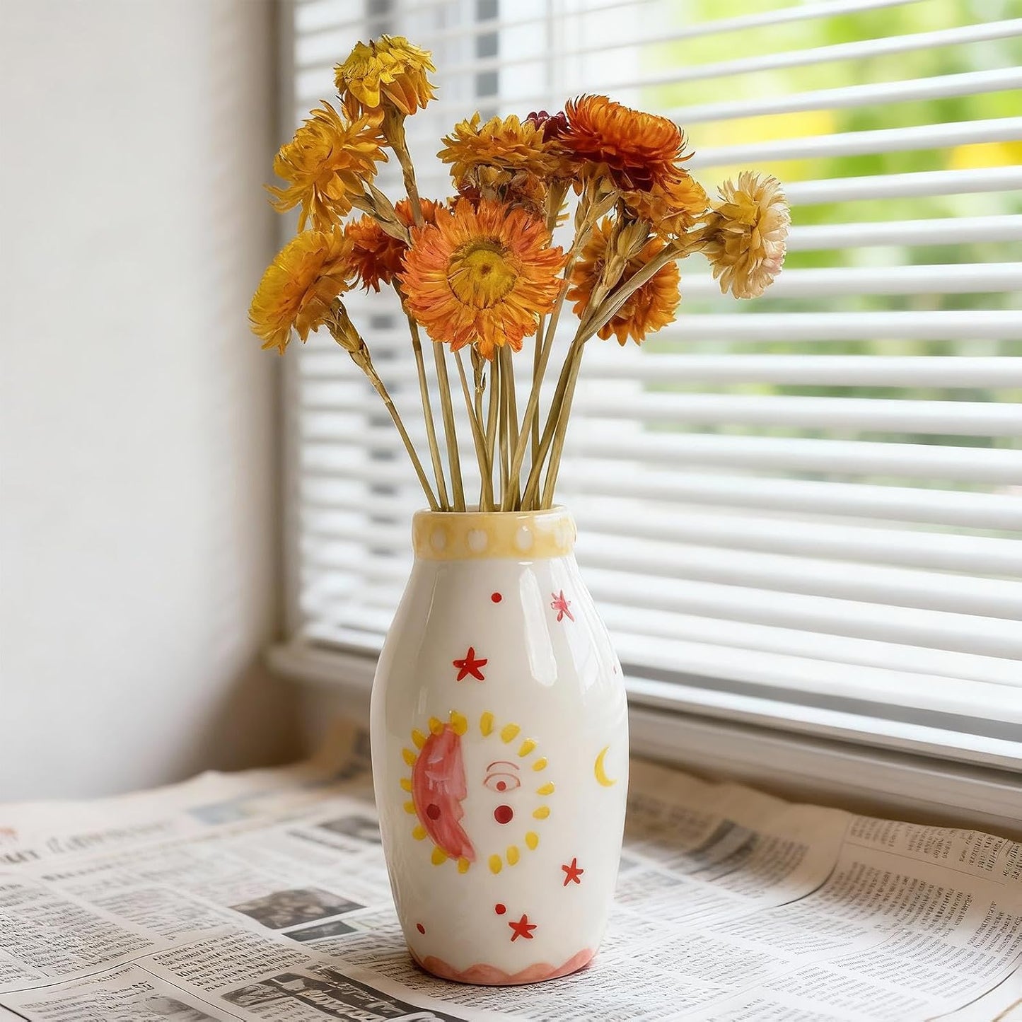 Boho Small Ceramic Bud Vase / Bohemian Vase / Cream