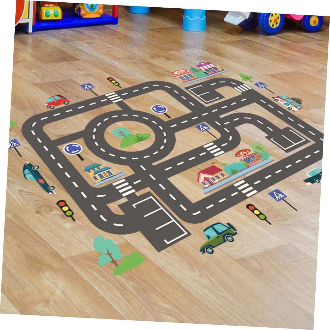 Kids Room Wall Stickers Traffic Light and Car Track Decals Peel and Stick Vinyl Wall Decor