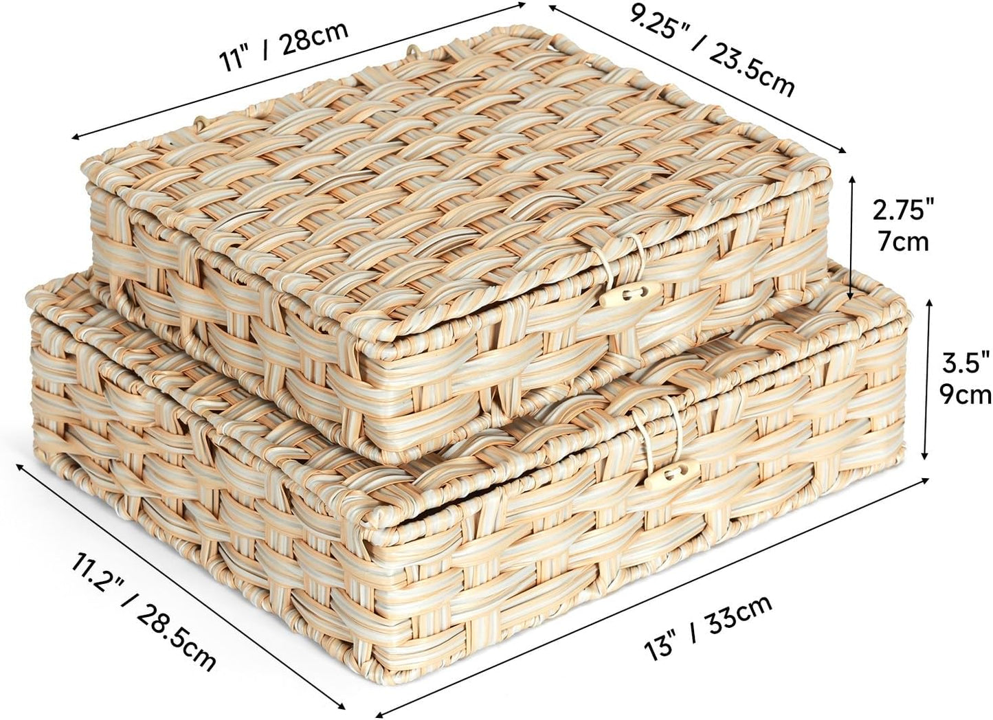 Woven Rattan Organizer Bins / Beige / Set of 2