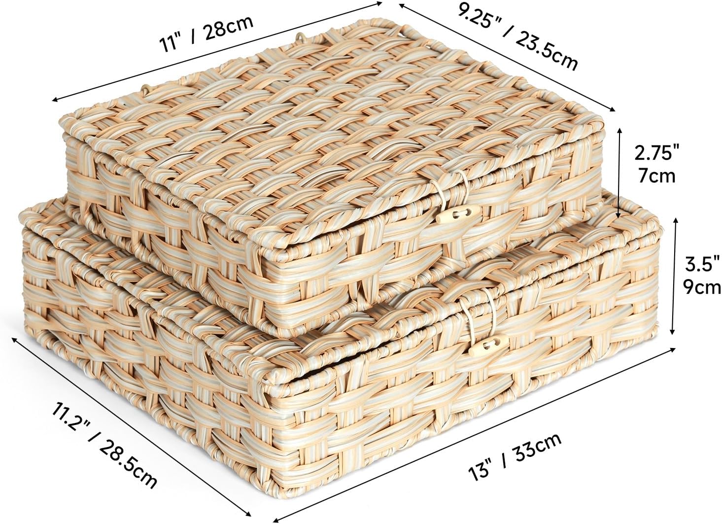 Woven Rattan Organizer Bins / Beige / Set of 2