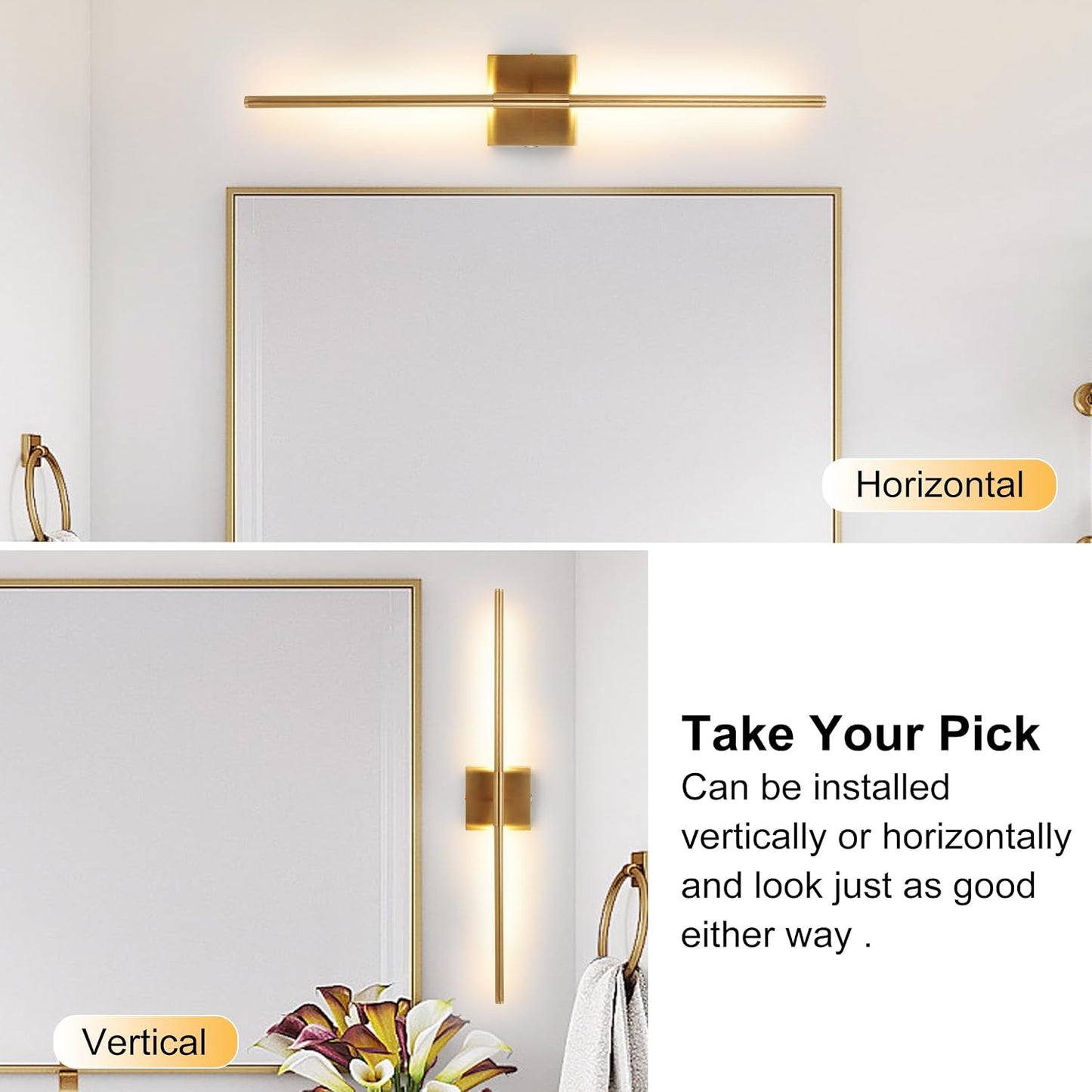 15800 mAh Battery Operated Wall Sconce with Remote Control Dimmable Wall Sconce Set of Two 3000K LED Brass Gold