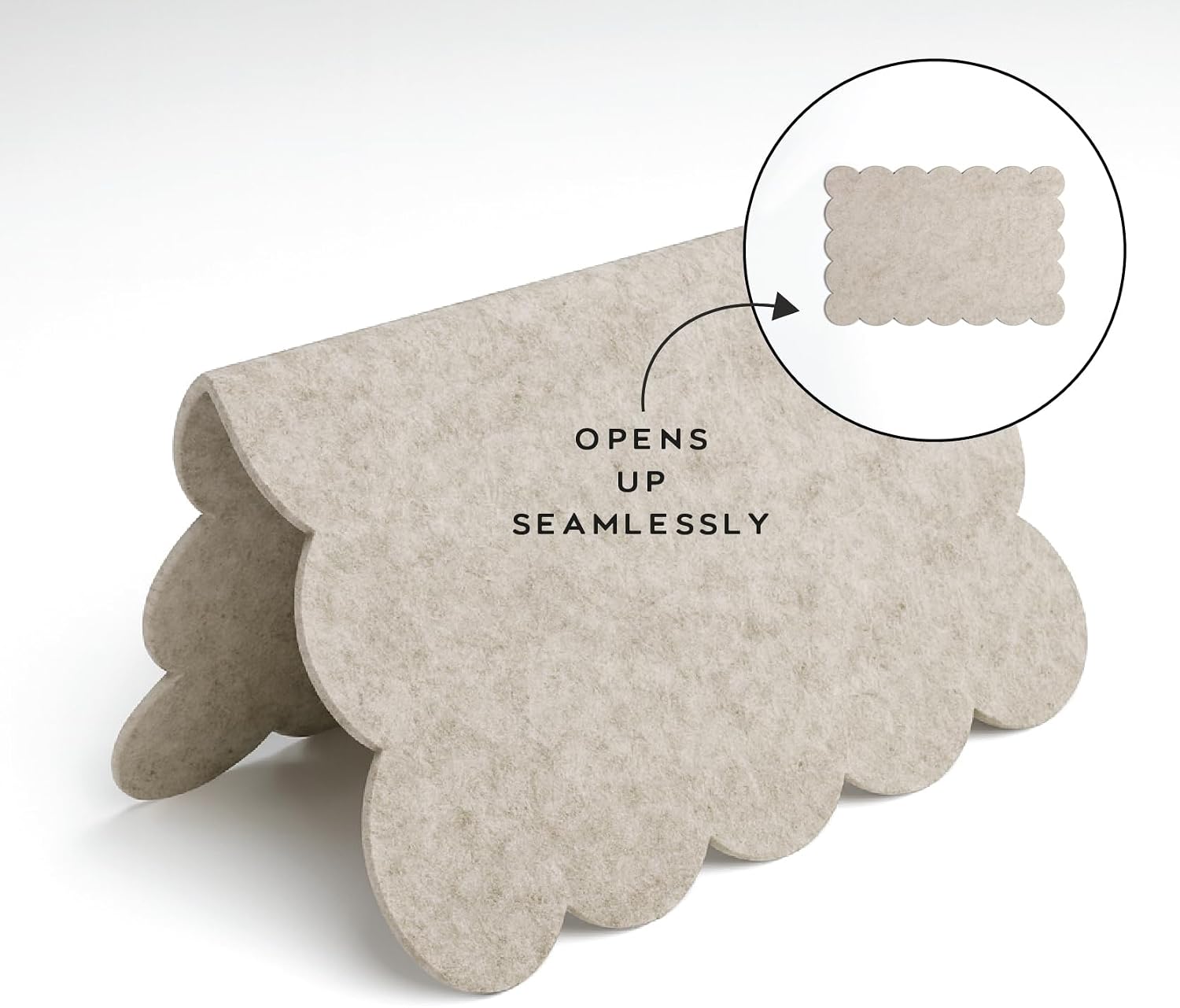 Scalloped Felt Bulletin Board / Beige / 23 x 15