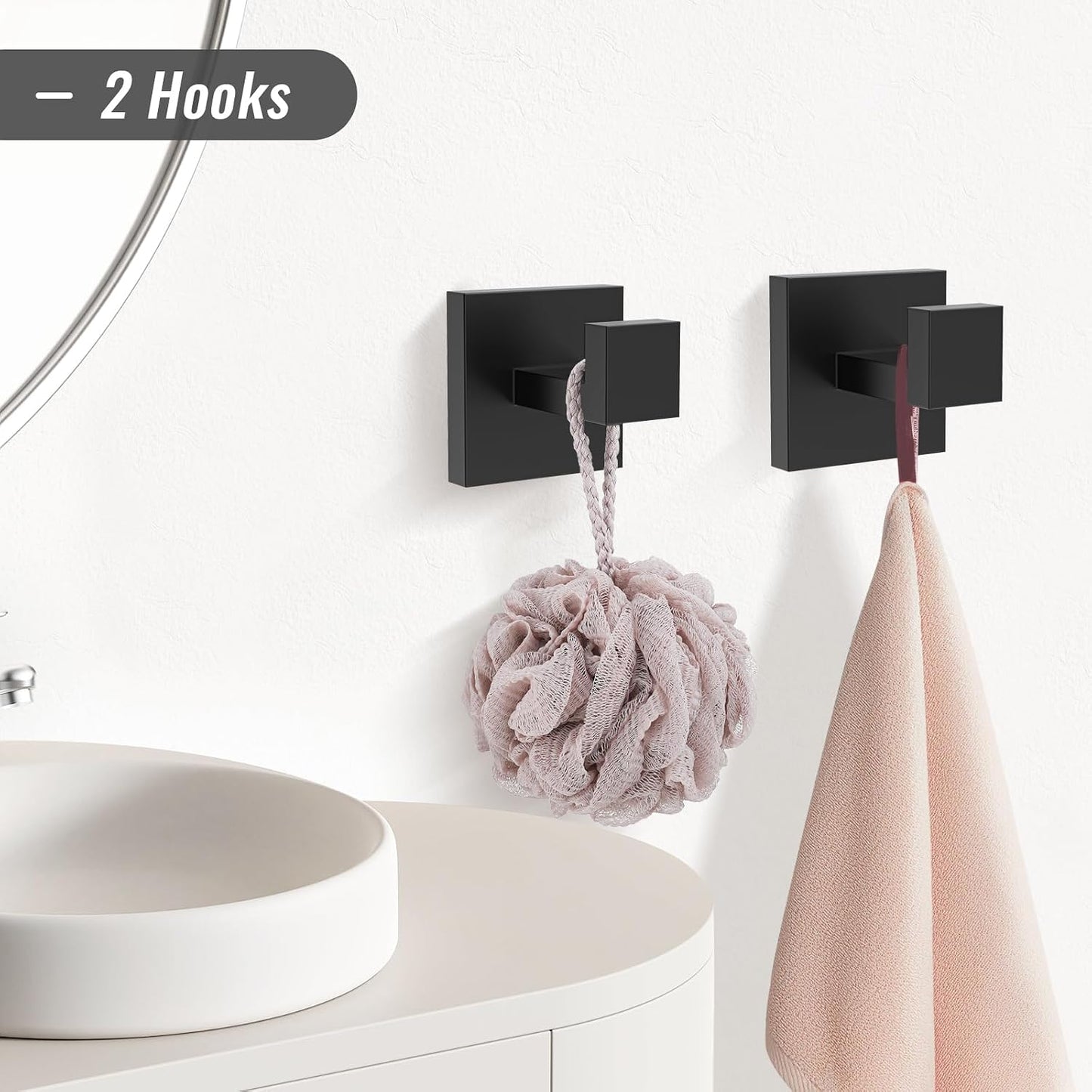 YACVCL 5 Pieces Matte Black Bathroom Hardware Accessorie Set 23.6 Inch Towel Bar Set SUS304 Stainless Steel Towel