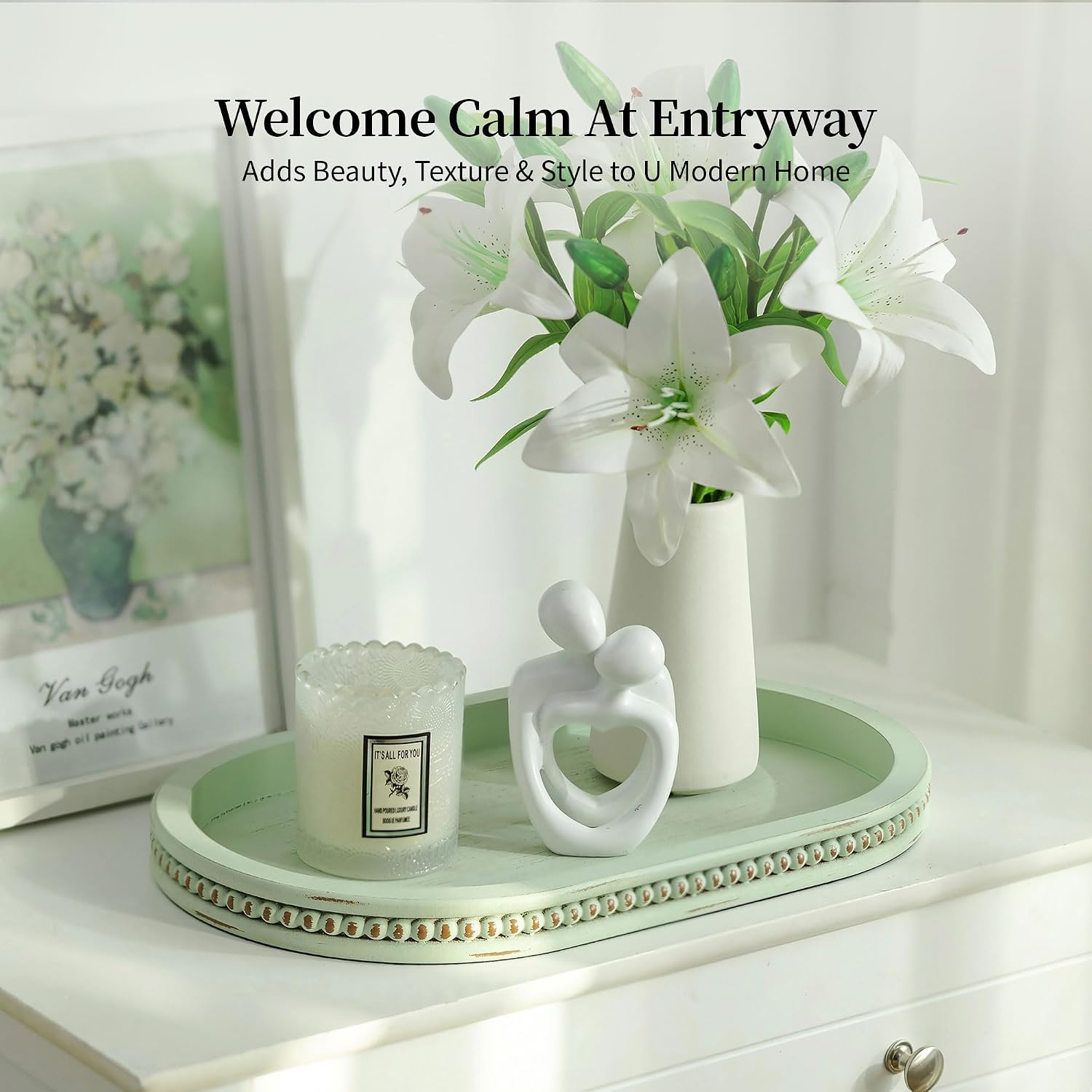 Decorative Trays / Oval Bathroom Trays / Sage Green