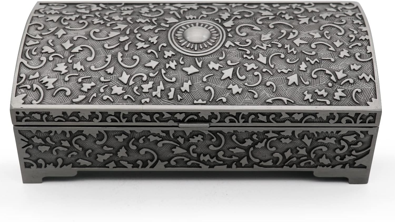 Vintage Metal Jewelry Box Small Trinket Storage Organizer Box Chest Ring Case / Sun / Large