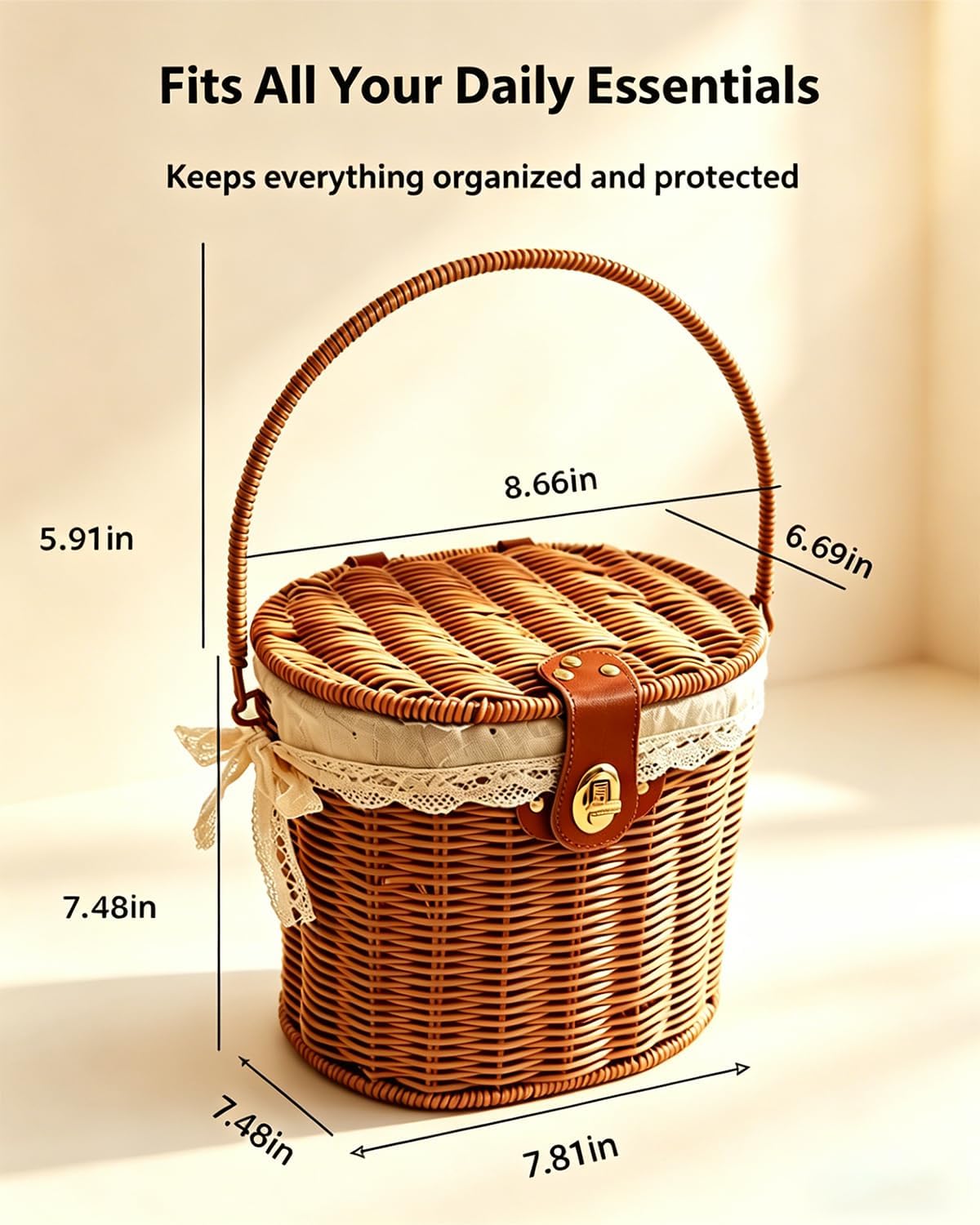 Small Picnic Basket / White