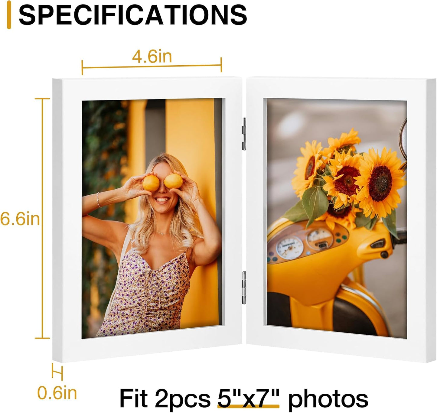 Double Picture Frame / White / 5 x 7