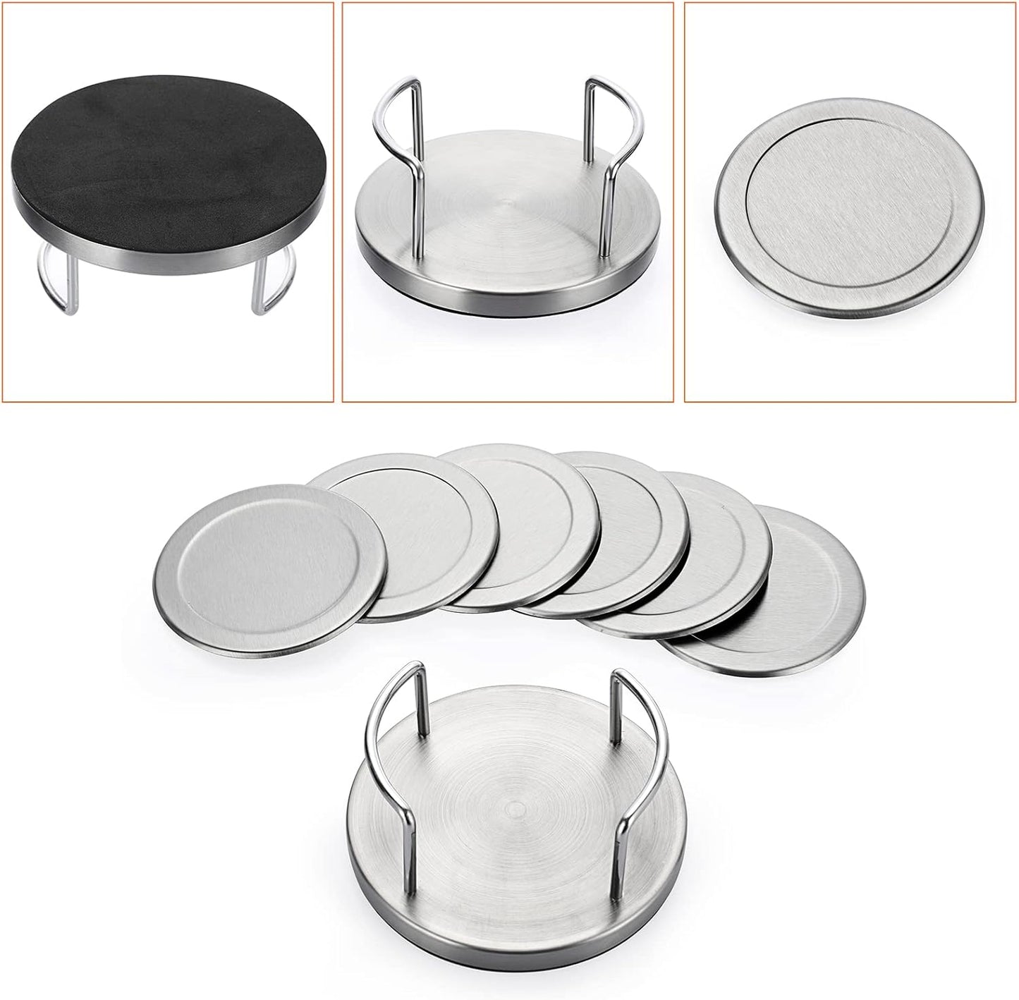 Holder & Sponge Bottom / Silver / Set of 6