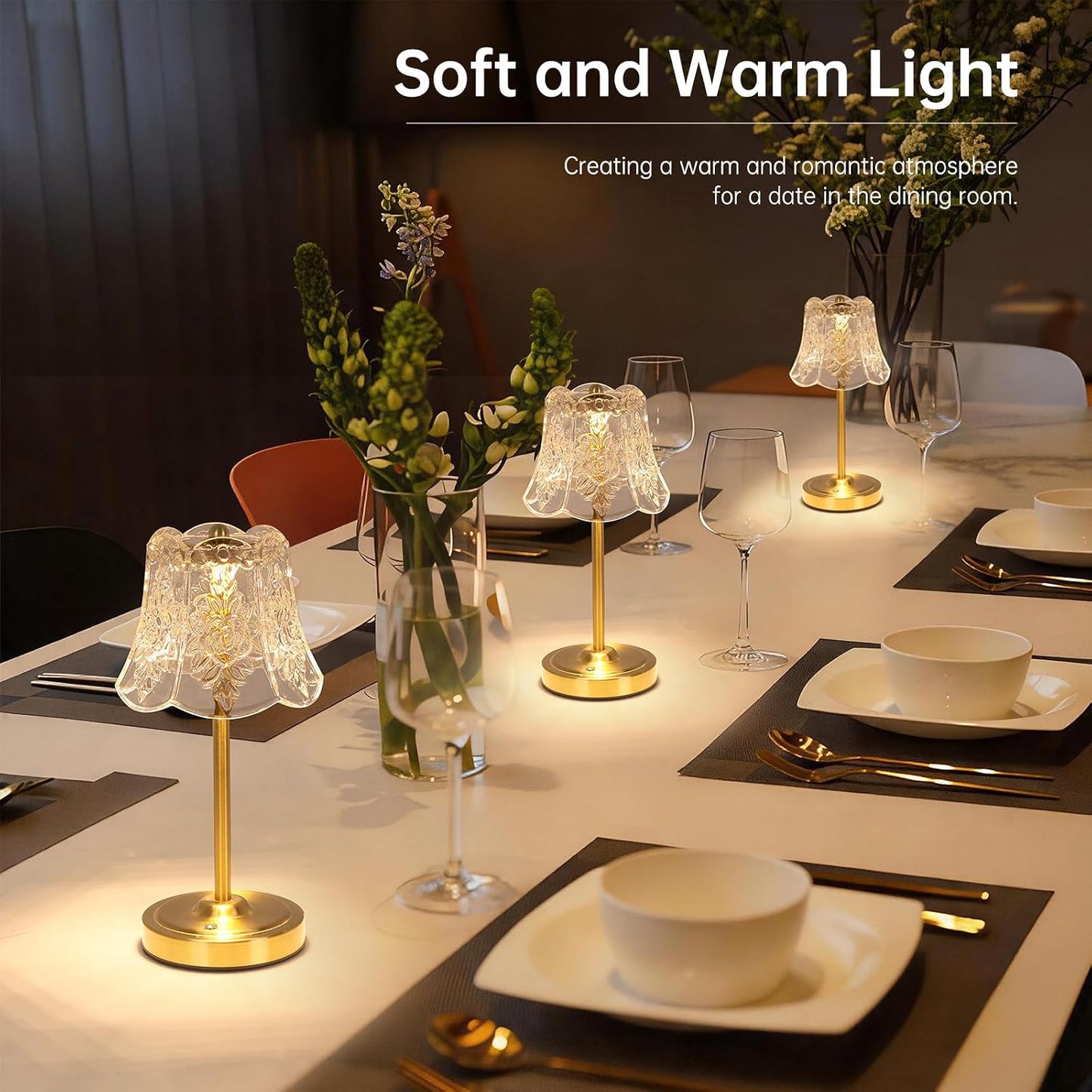Shenmoyl Set of 2 Cordless Touch Table Lamp with 5200mAh Battery - 3 Adjustable Color Temperatures & Dimmable