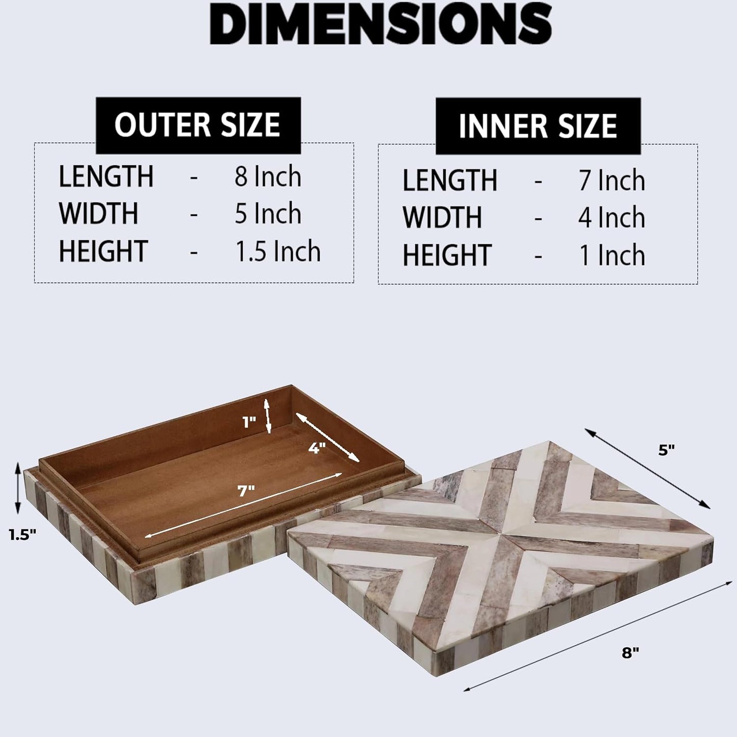 Small Organizer Box / CHEVRON-BROWN / 8 x 5 x 1.5