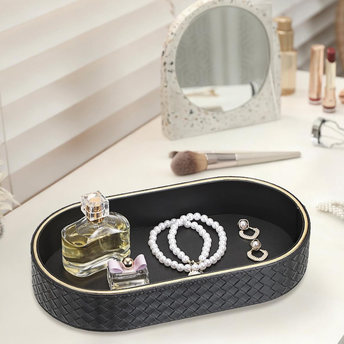 Modern Nightstand Bedside Storage Tray / 11 x 5.9 x 2 / Black