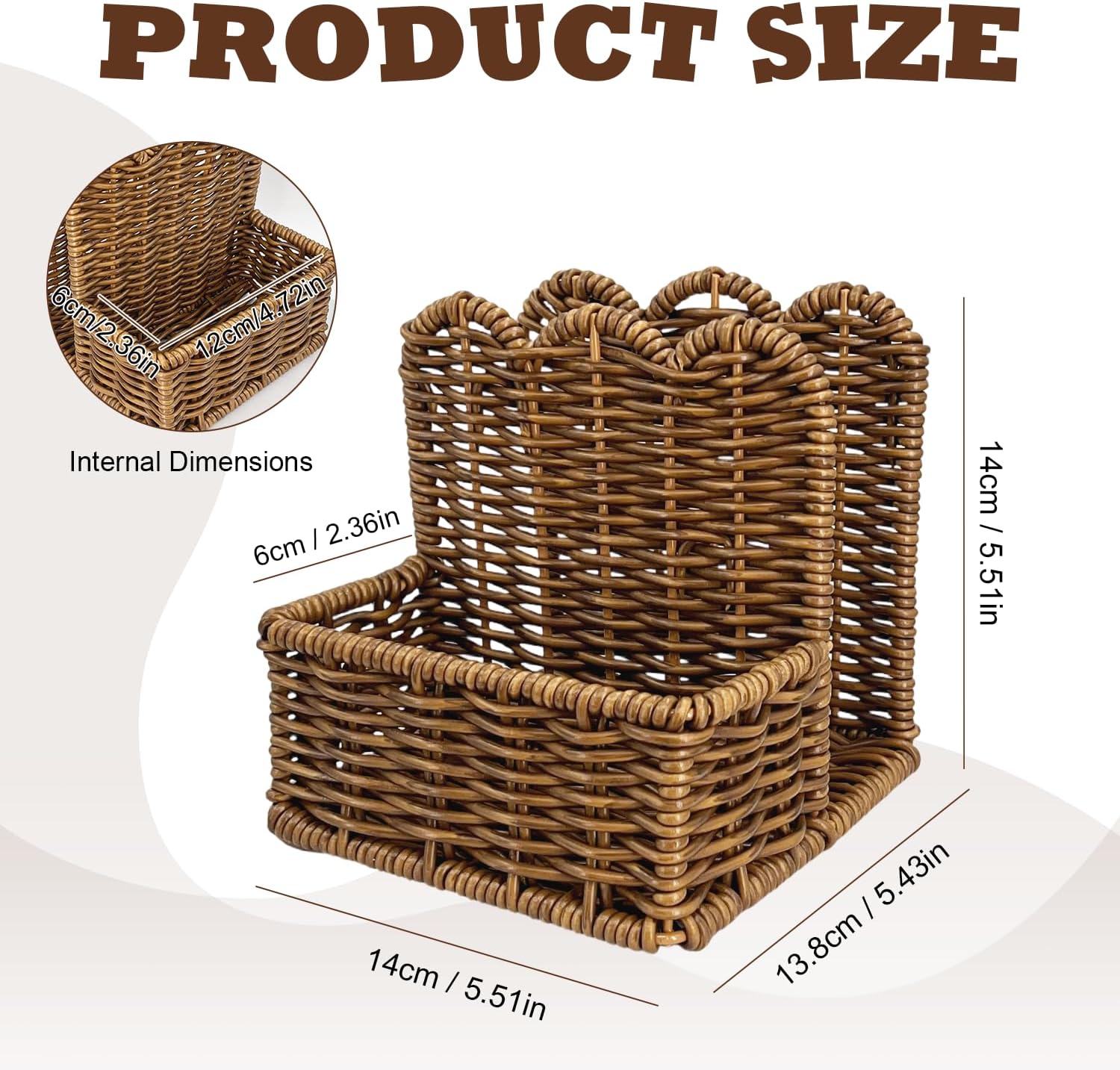 Plastic Rattan Scalloped Perimeter Napkin Holder / Brown
