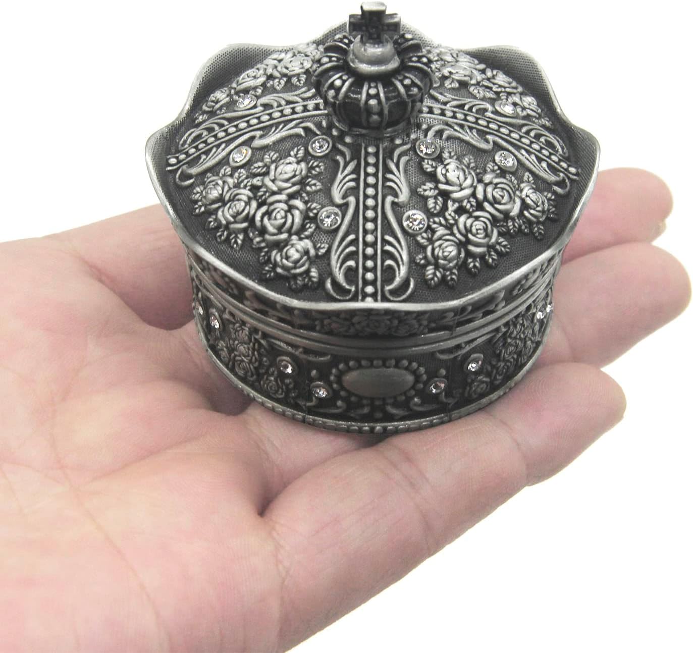 Creative Vintage Metal Alloy Design Jewelry Box Ring Trinket Case Christmas Birthday / Crown / Small